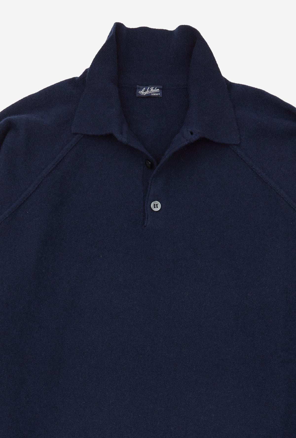 Raglan Sleeve Polo Wool-Cashmere Navy
