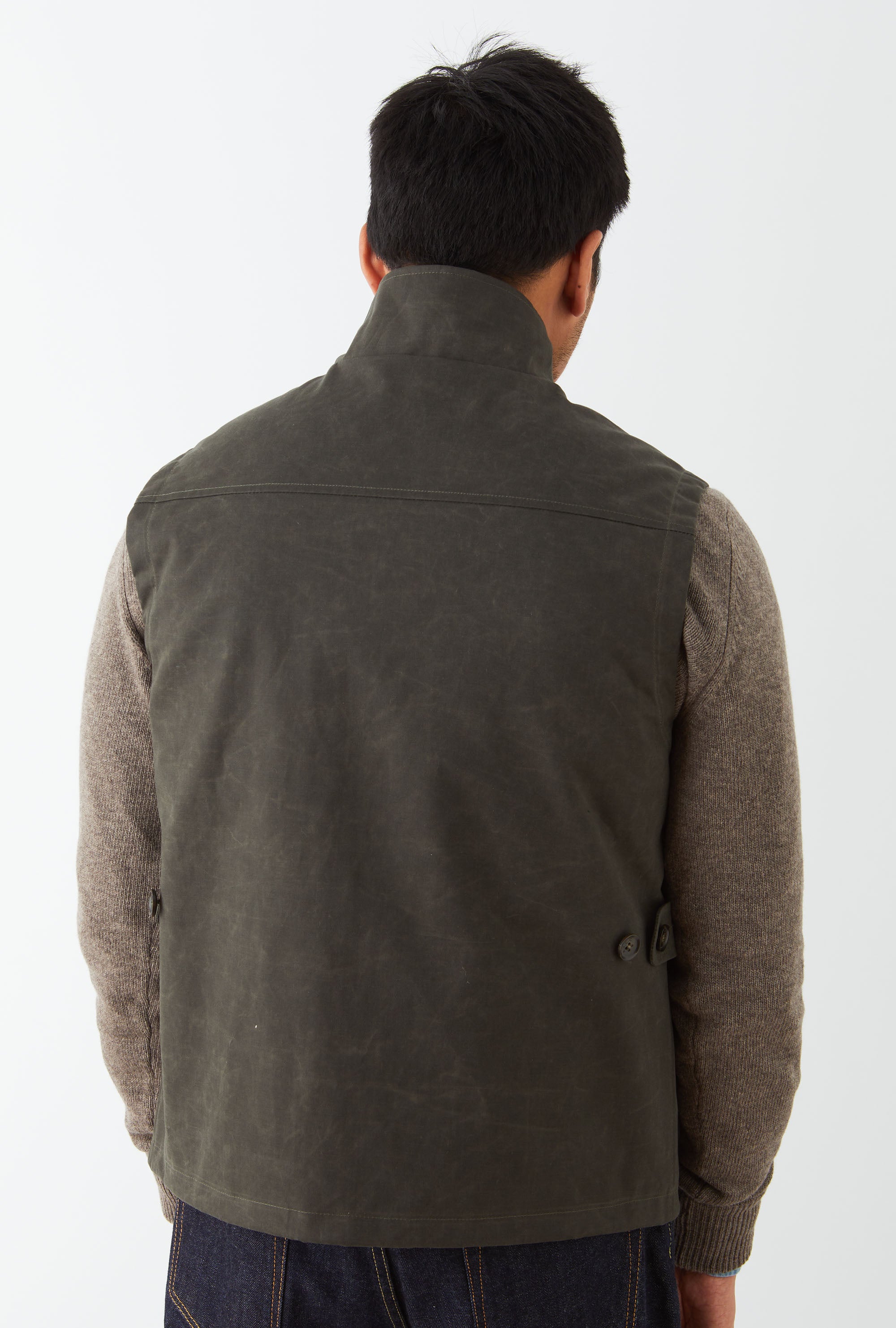 Gilet Waxed Cotton Olive