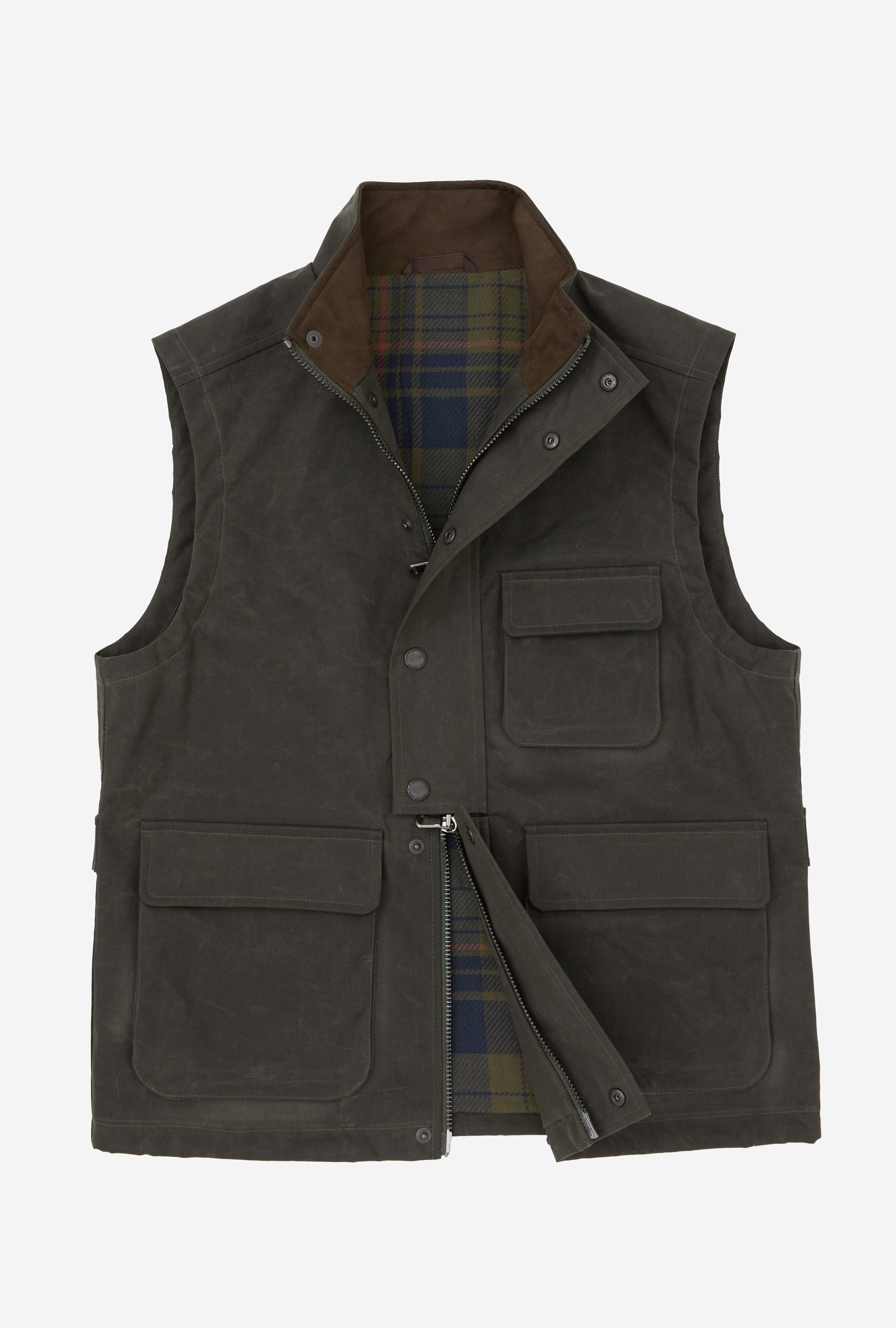 Gilet Waxed Cotton Olive