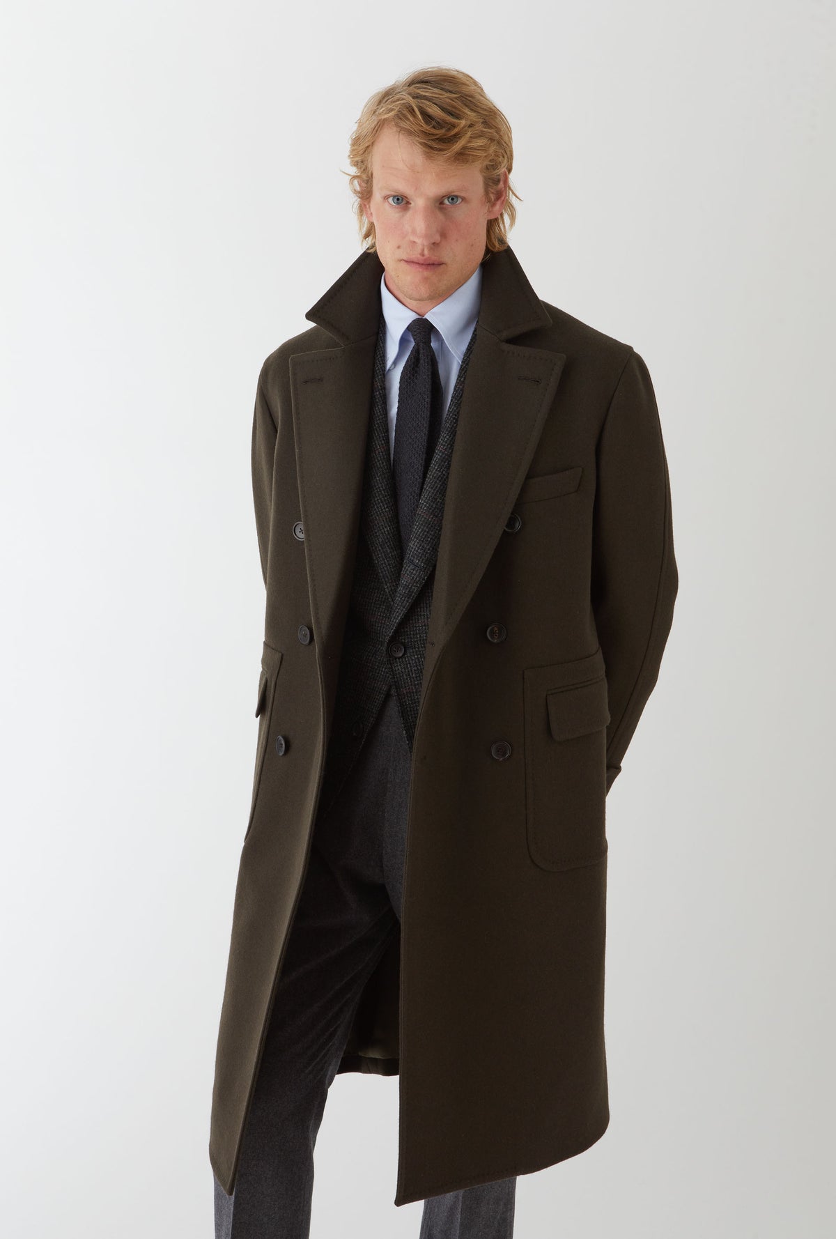 Double Breasted Martingala Coat Olive