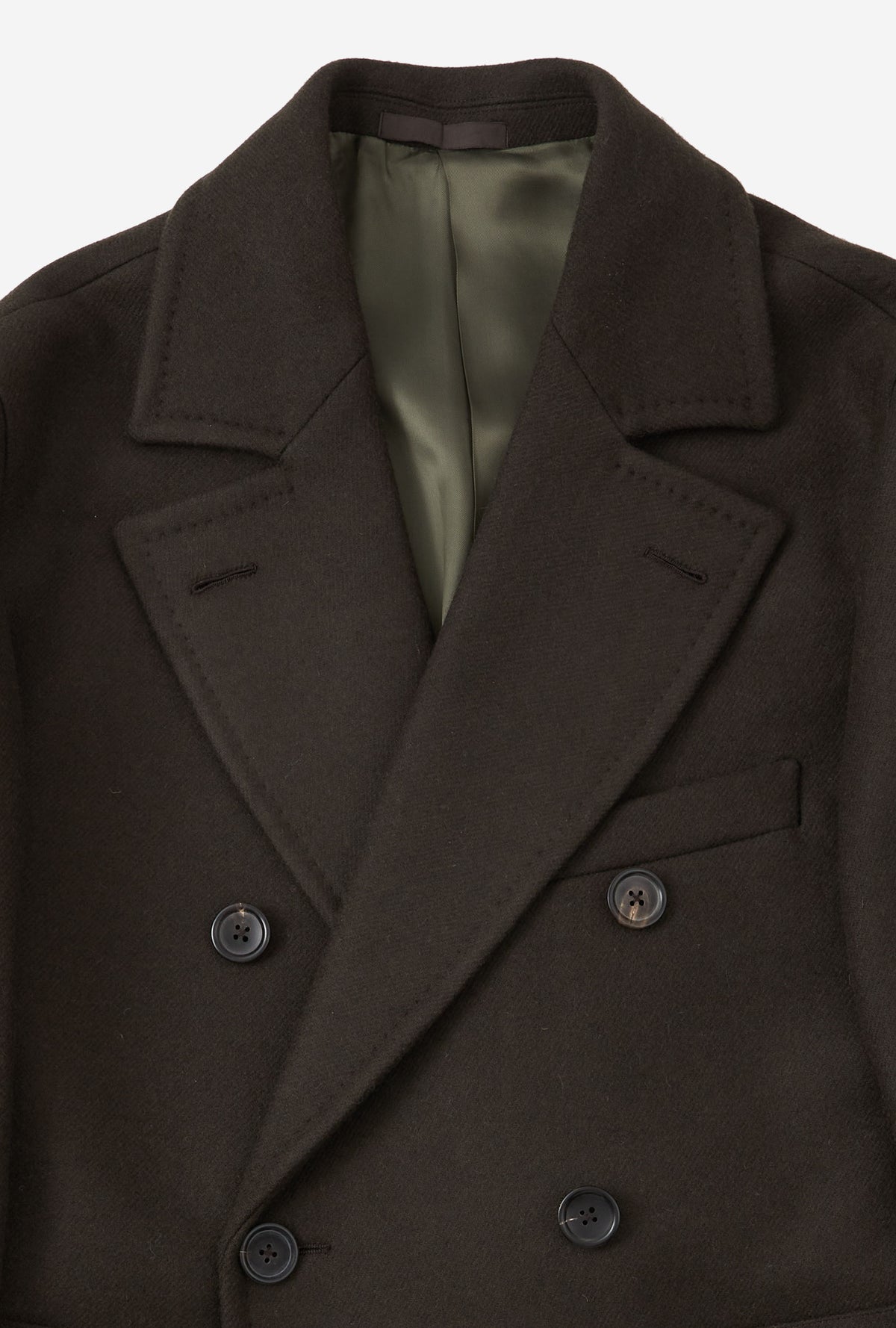Double Breasted Martingala Coat Olive