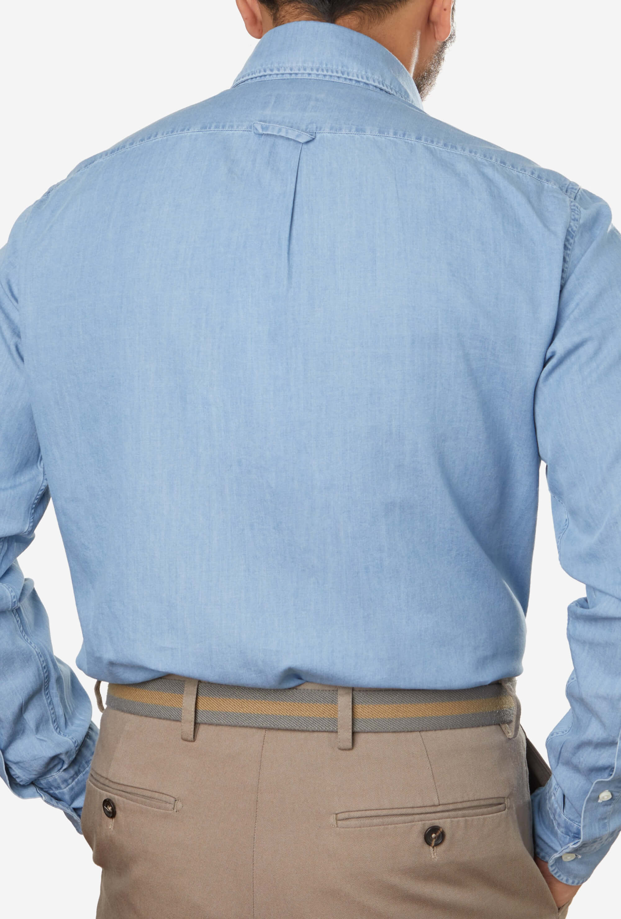 Button Down Sport Shirt Light Wash Denim