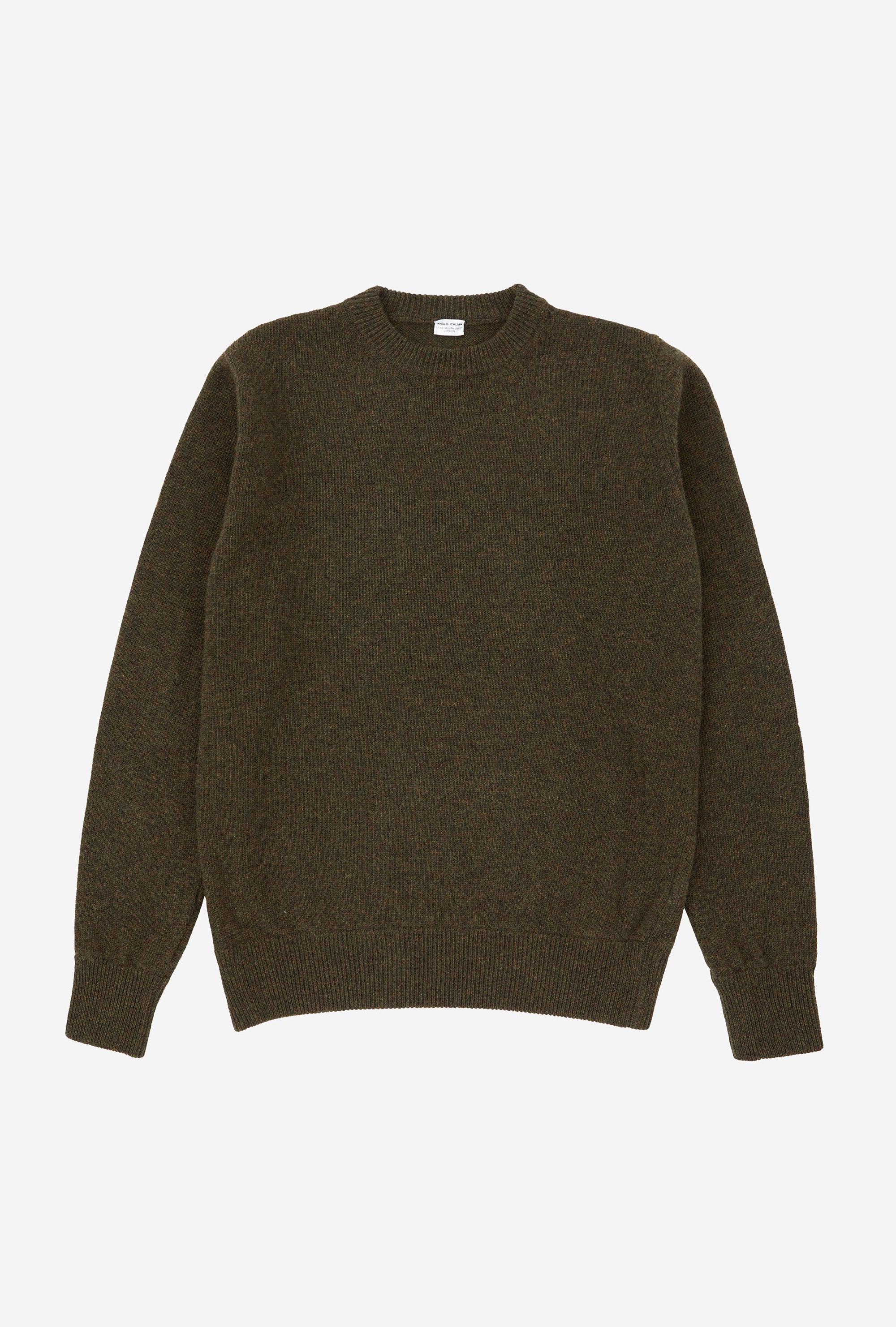 Crewneck Lambswool Shetland Blend Green Melange