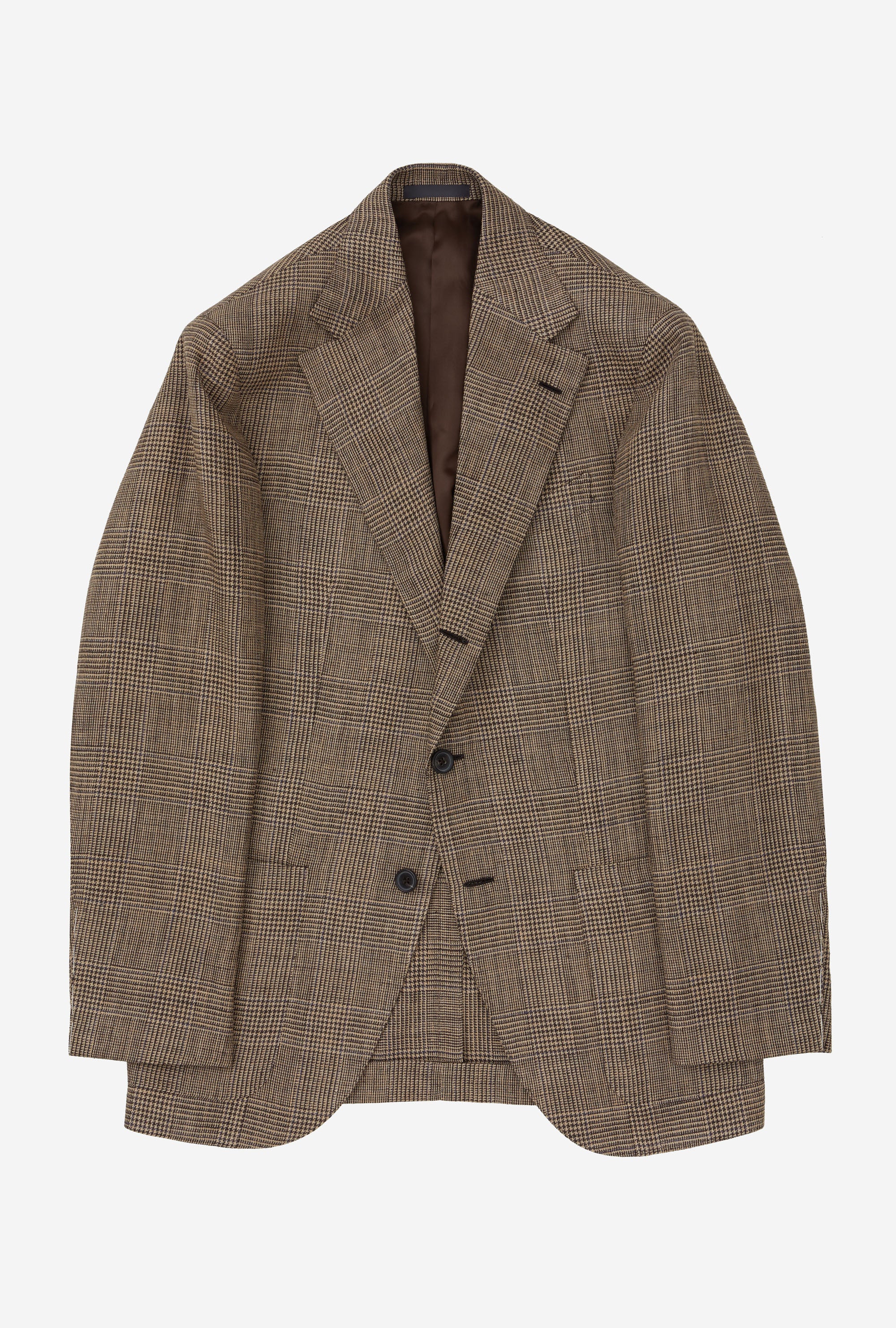 Sport Jacket Silk-Linen Sand Glen Plaid Royal Blue Overcheck