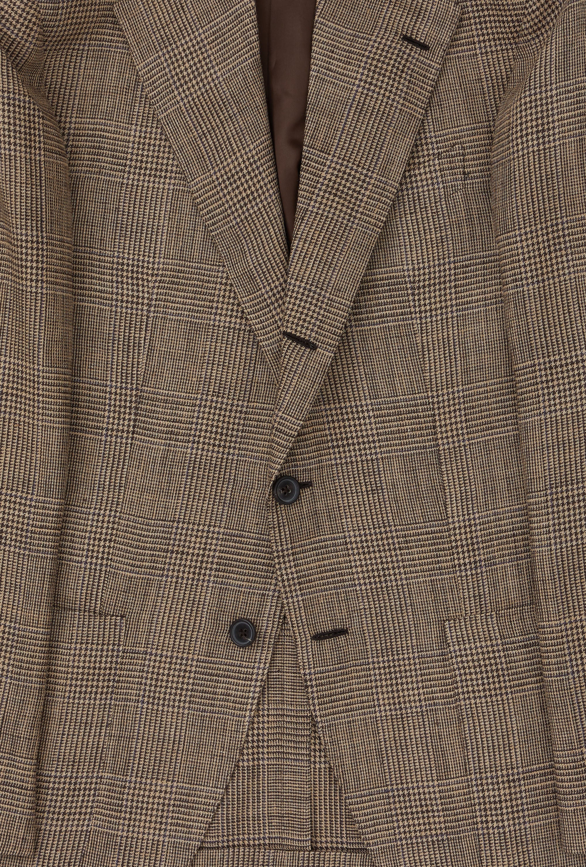 Sport Jacket Silk-Linen Sand Glen Plaid Royal Blue Overcheck