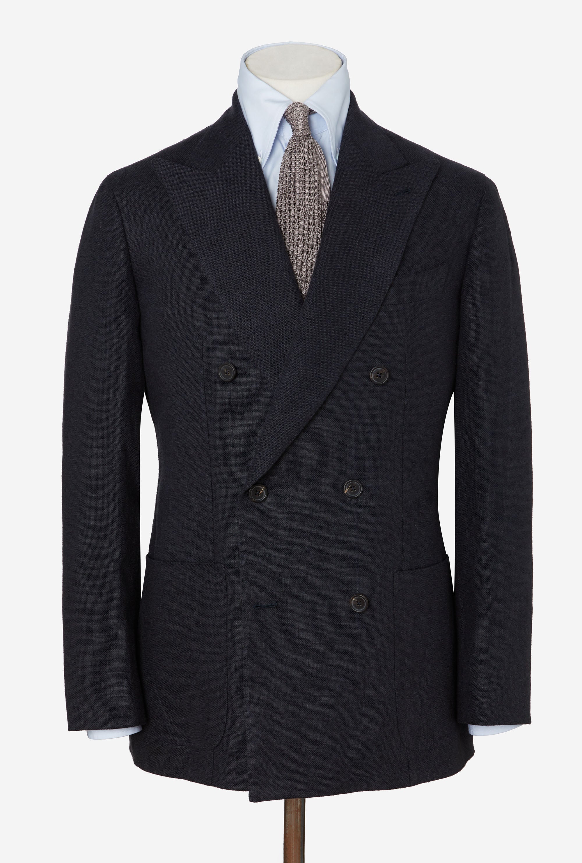 Sport Jacket Double Breasted Navy Linen Hopsack