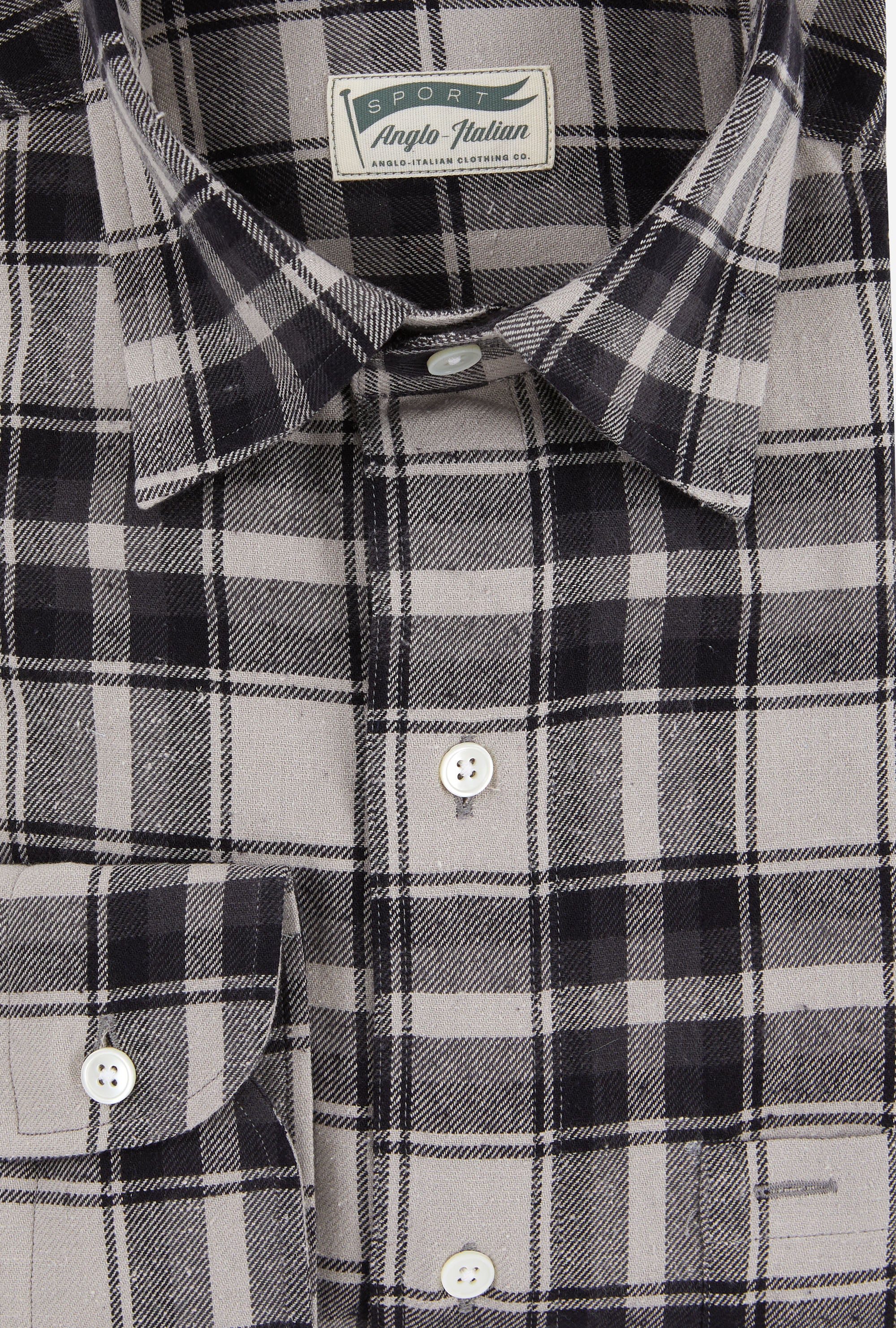 Mechanics Shirt Cotton Silk Ecru Grey Check