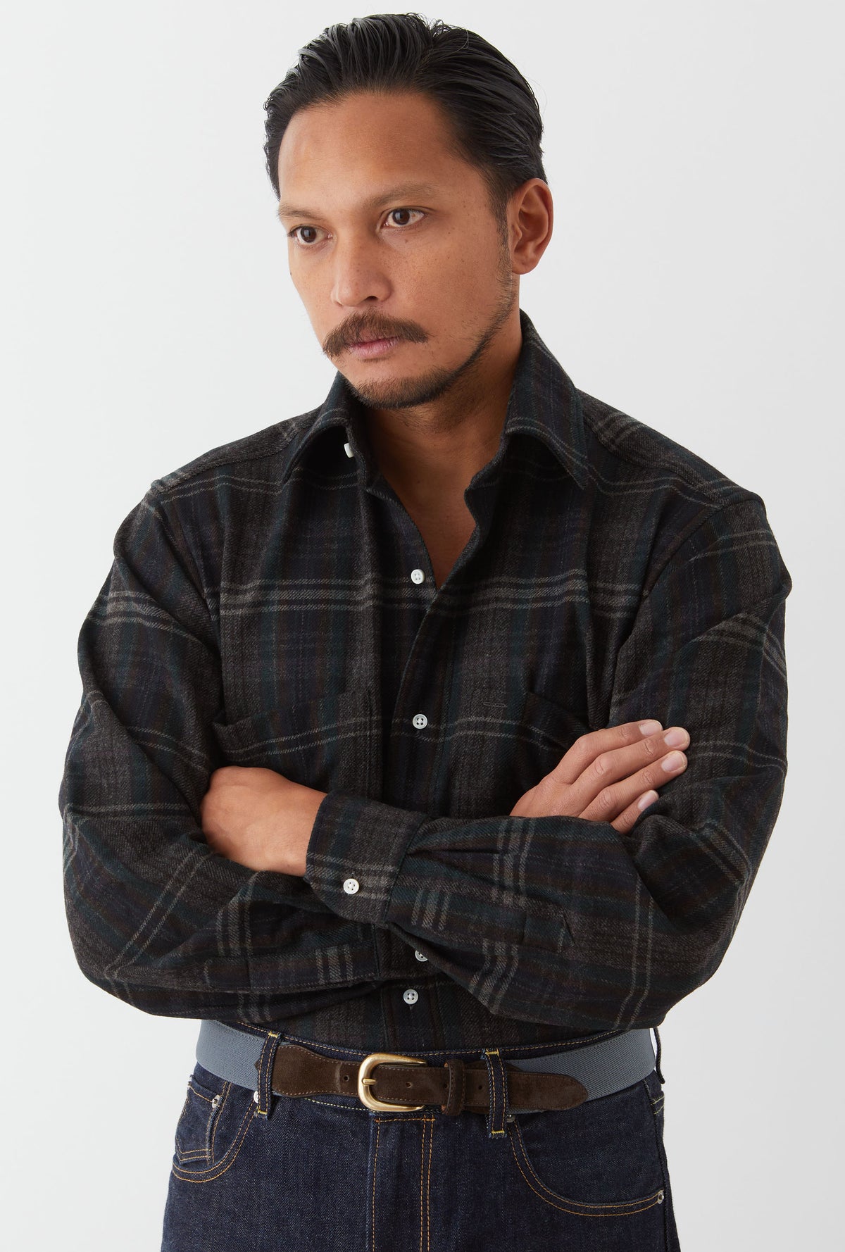 Mechanics Shirt Wool Charcoal Forest Rust Check