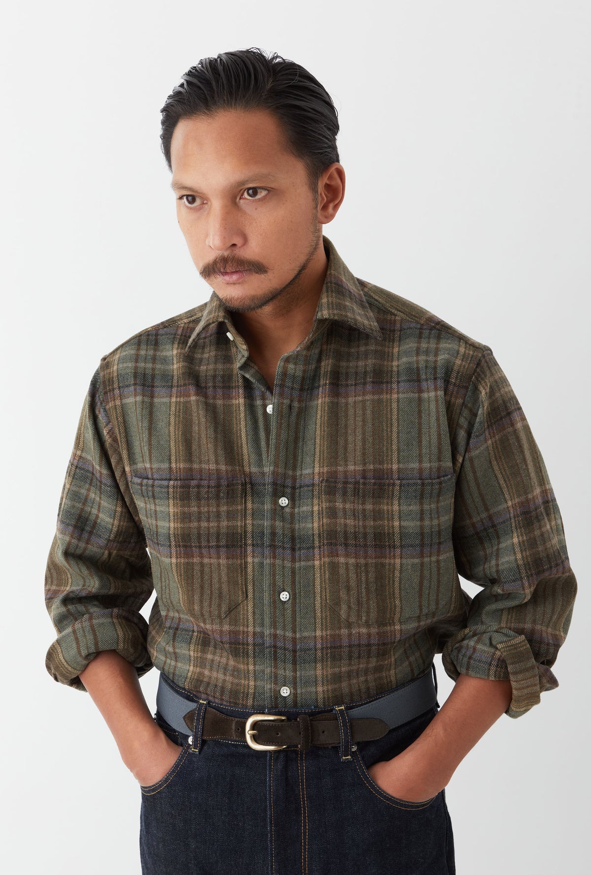 Mechanics Shirt Wool Olive Wheat Rust Check