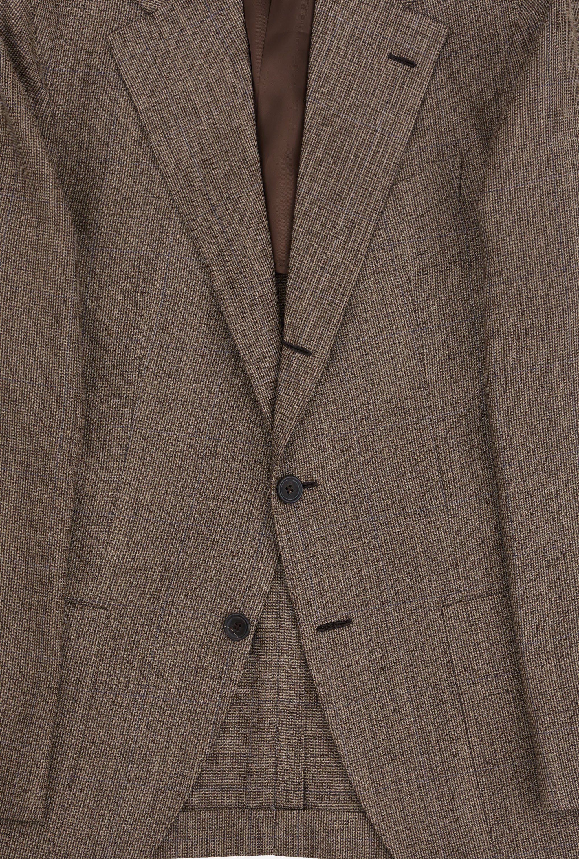 Sport Jacket Silk-Linen Sand Tickweave Blue Overcheck