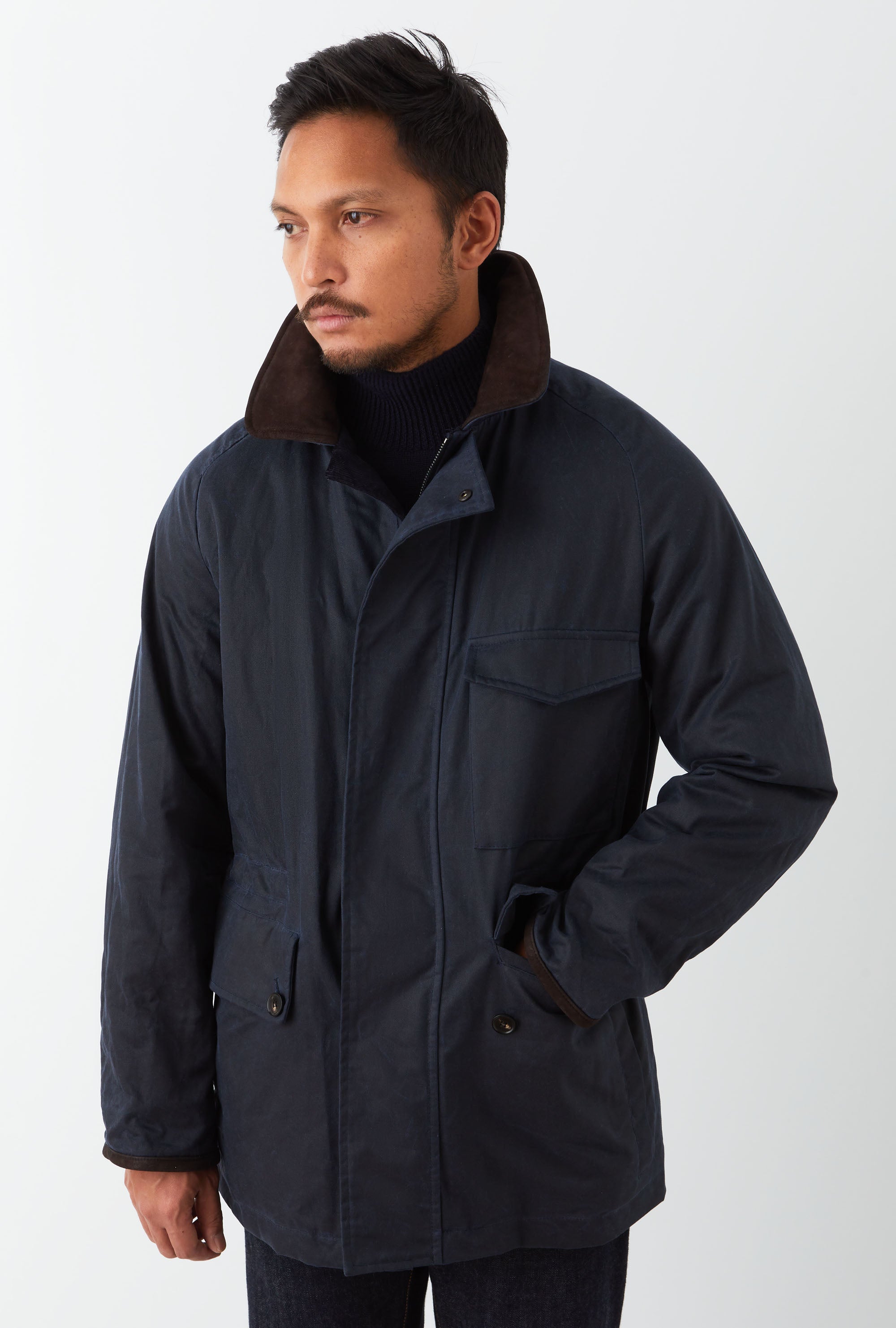 Country Coat Waxed Cotton Navy