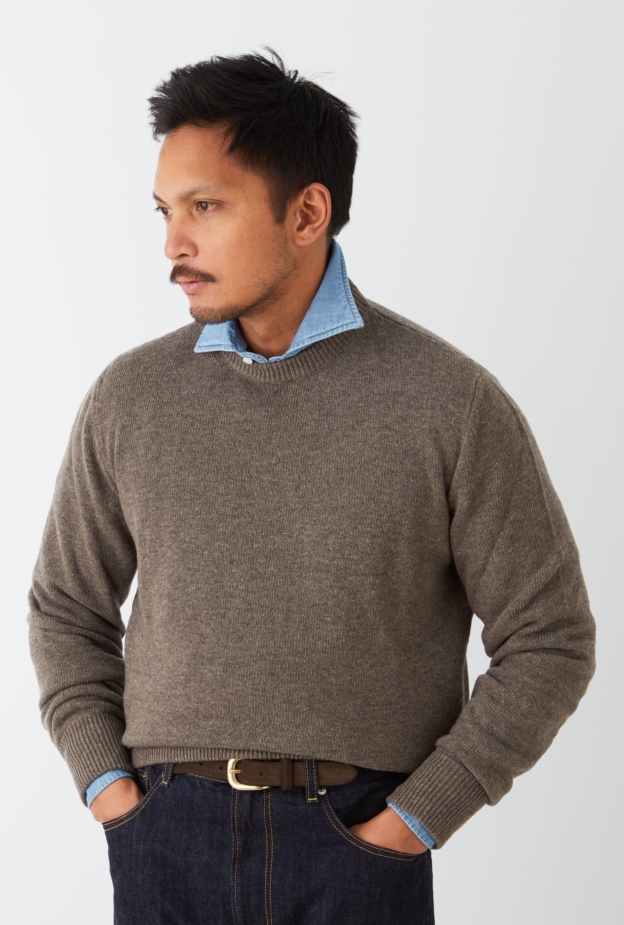 Crewneck Lambswool Shetland Blend Taupe