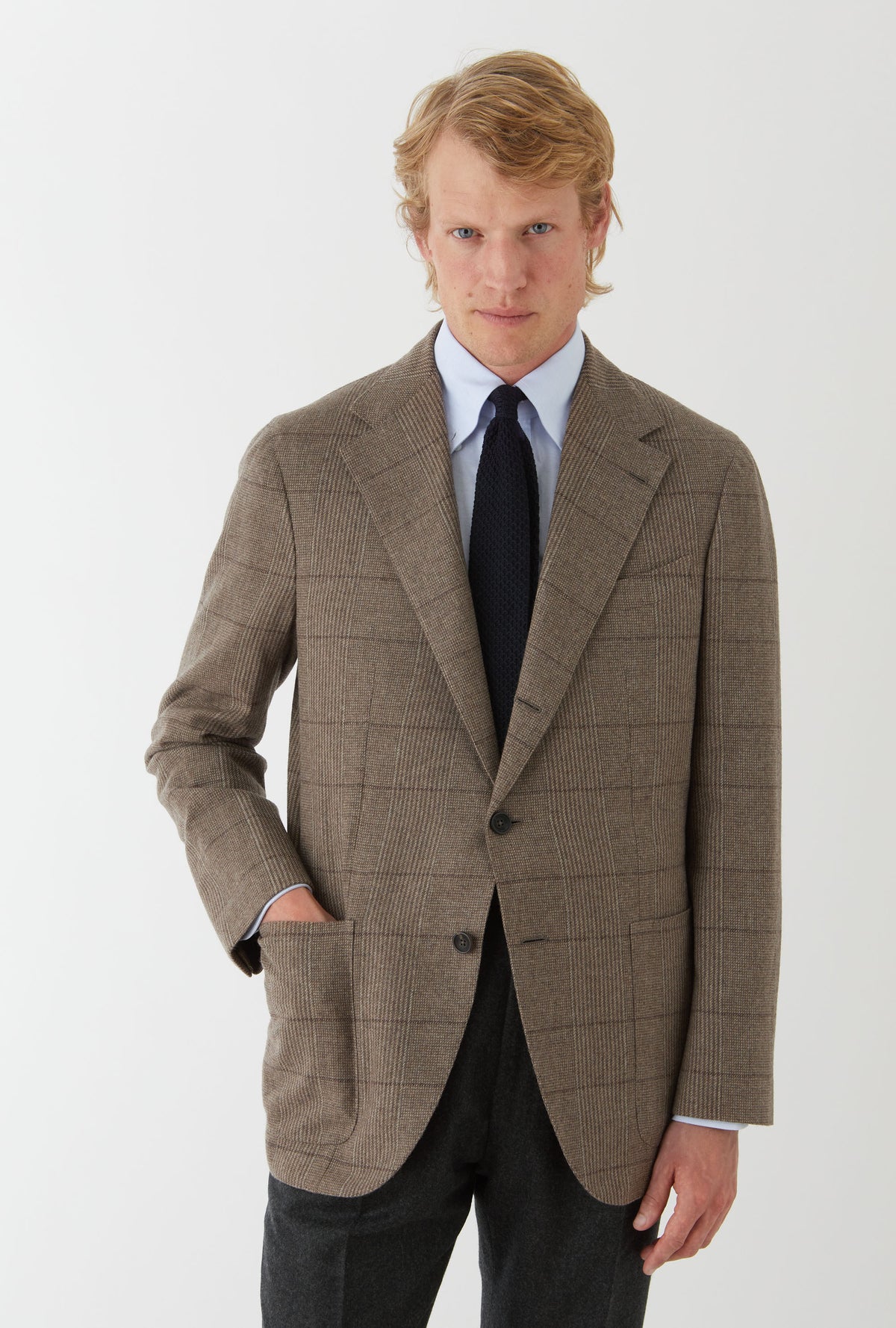 Sport Jacket Wool Cashmere Fawn Russell Check