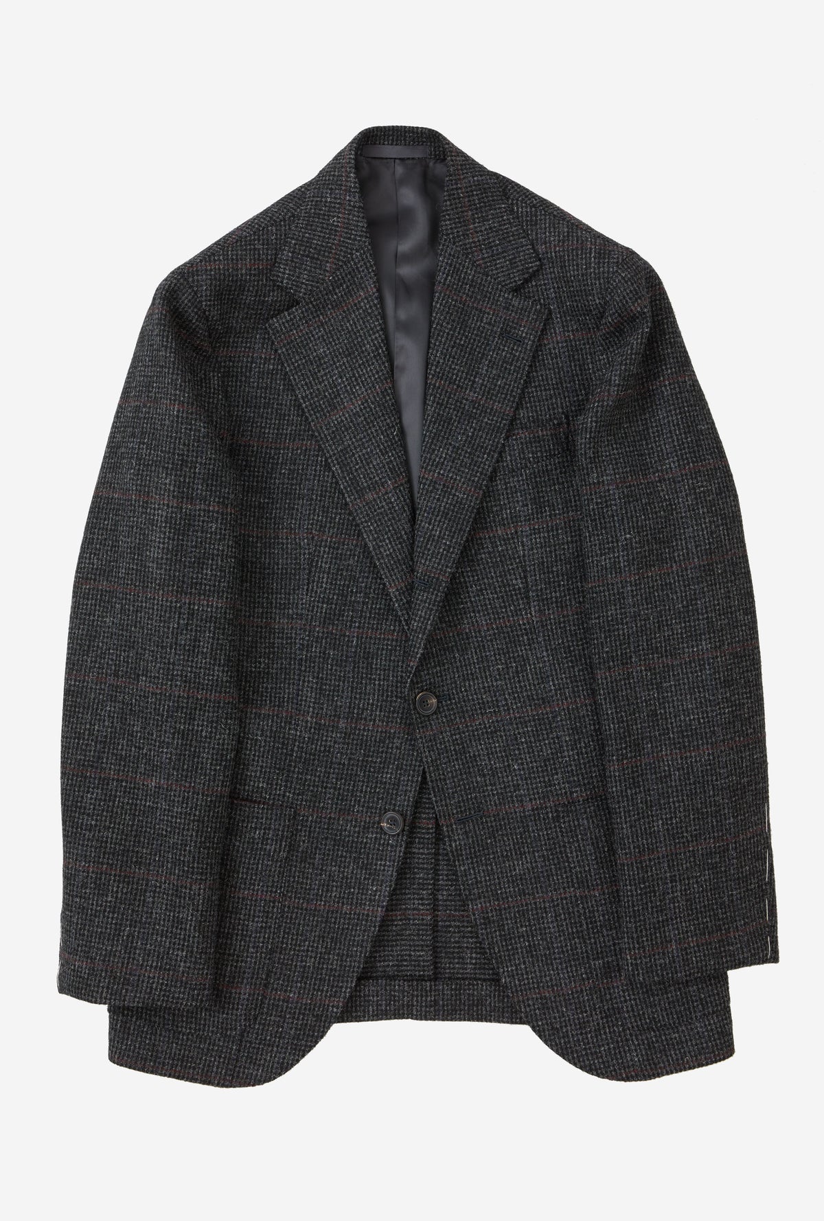 Sport Jacket Wool Charcoal Tickweave Blue Blood Overcheck