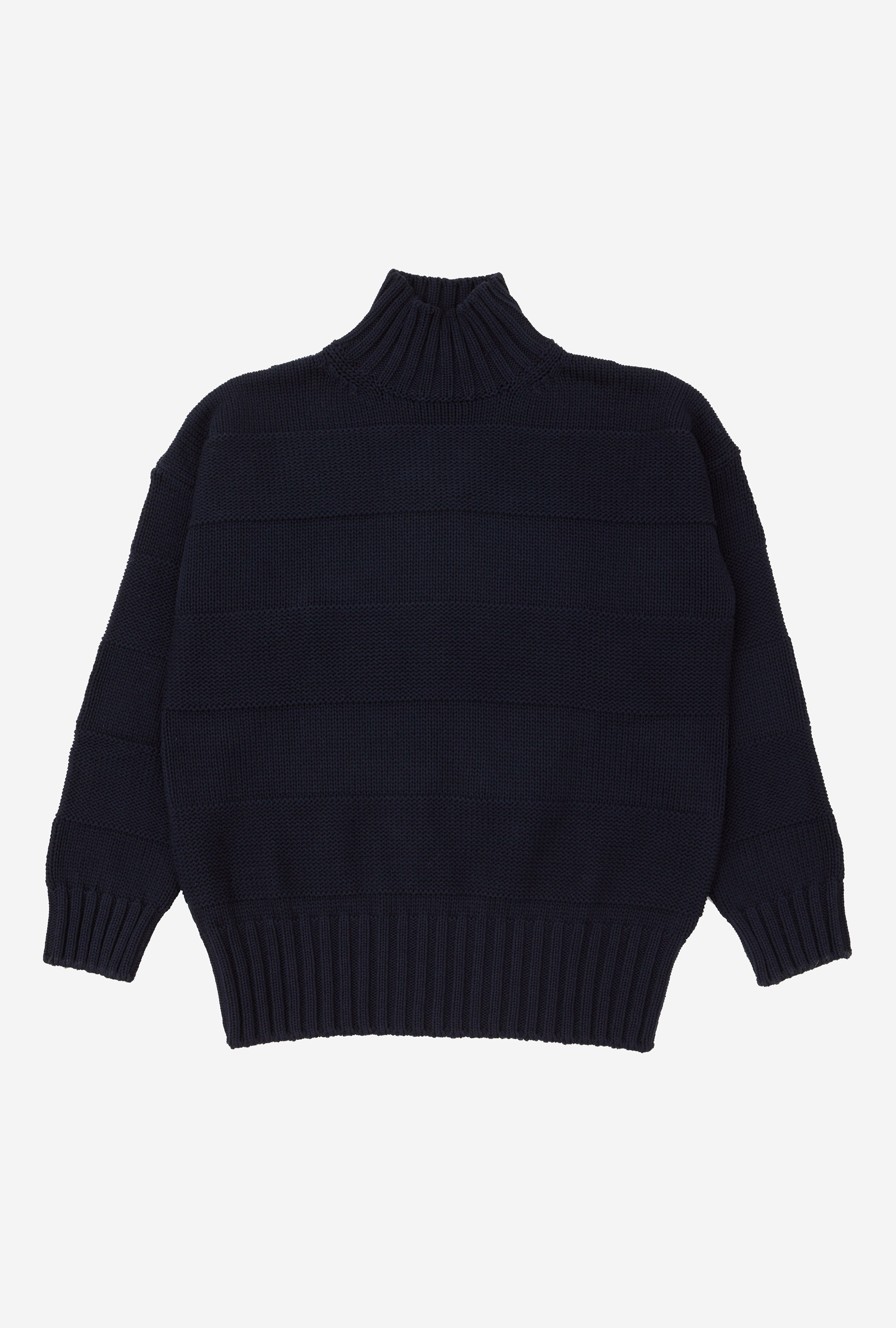 Mockneck Heavy Cotton Navy Stripe