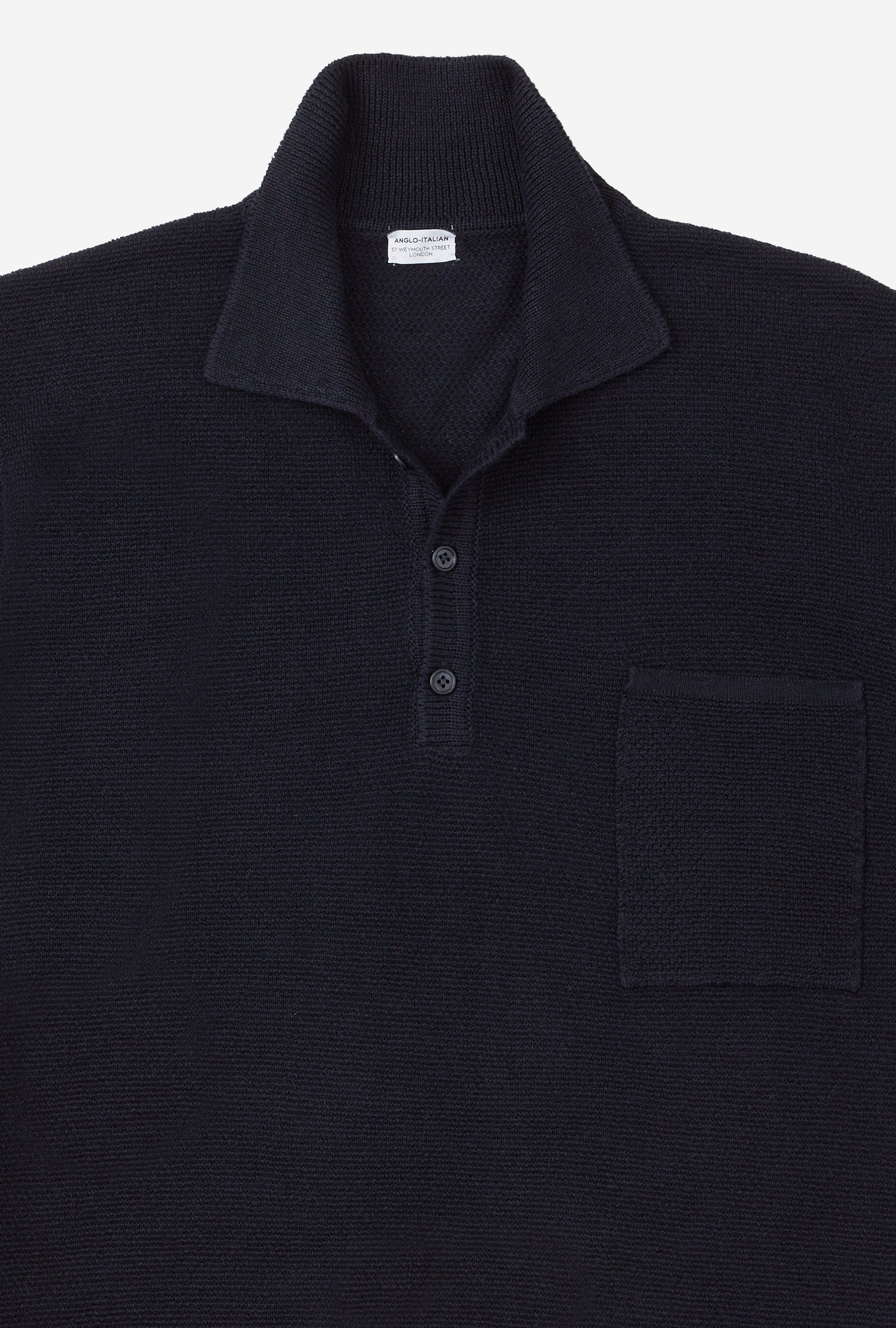 Knitted Polo Cotton Linen Navy
