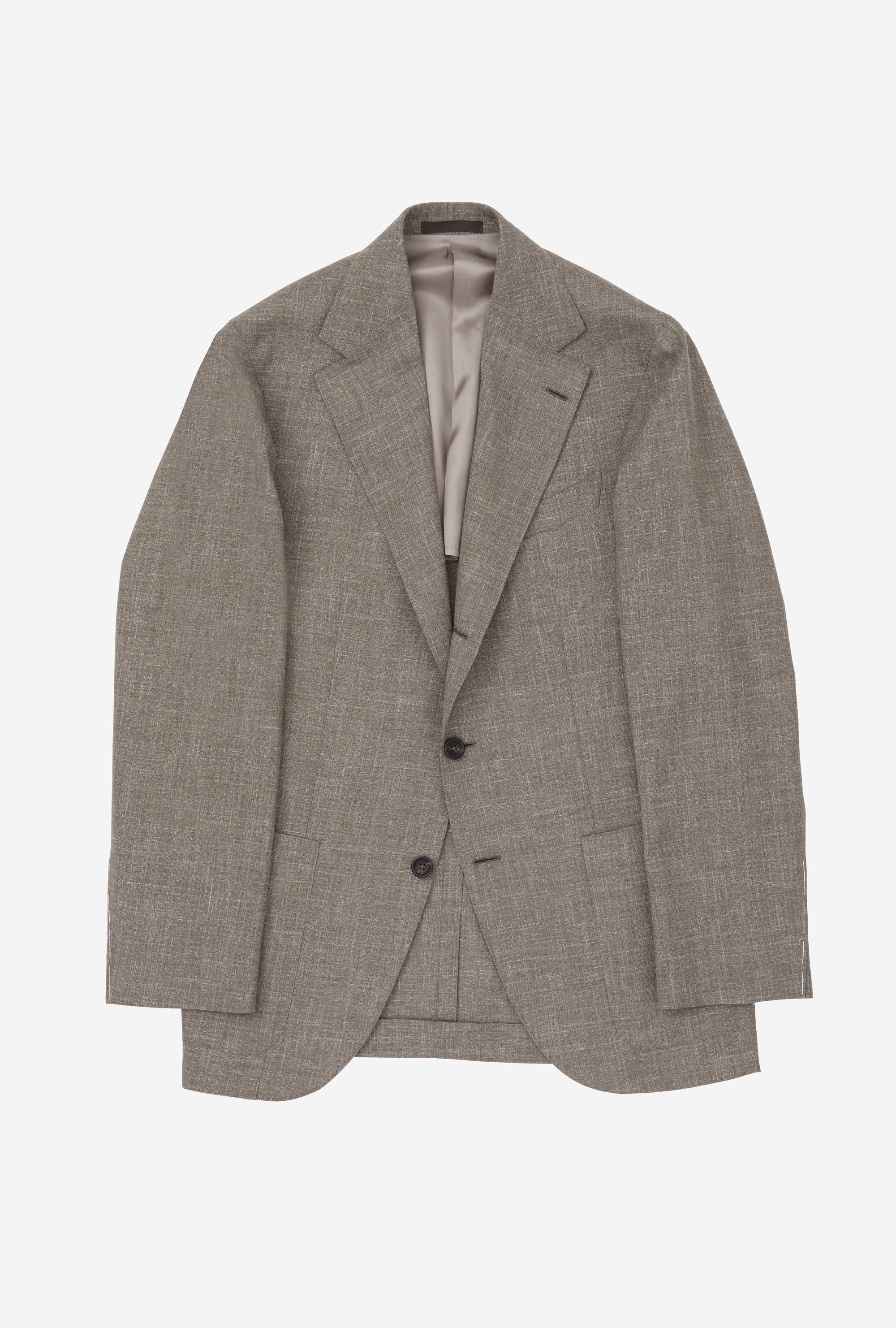 Suit Single Breasted Wool Silk Linen Taupe