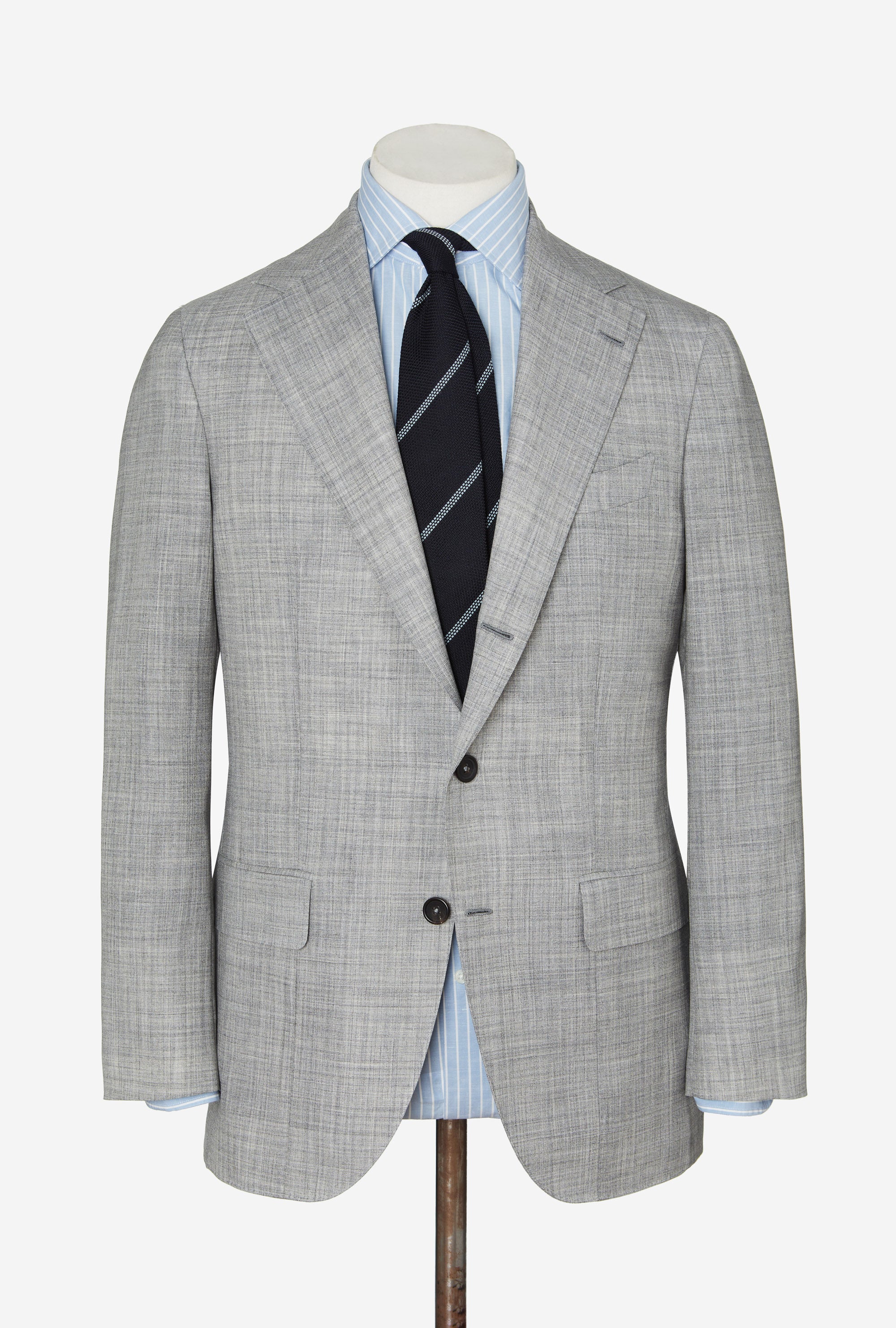 Suit Single Breasted Grey High-Twist Wool-Silk