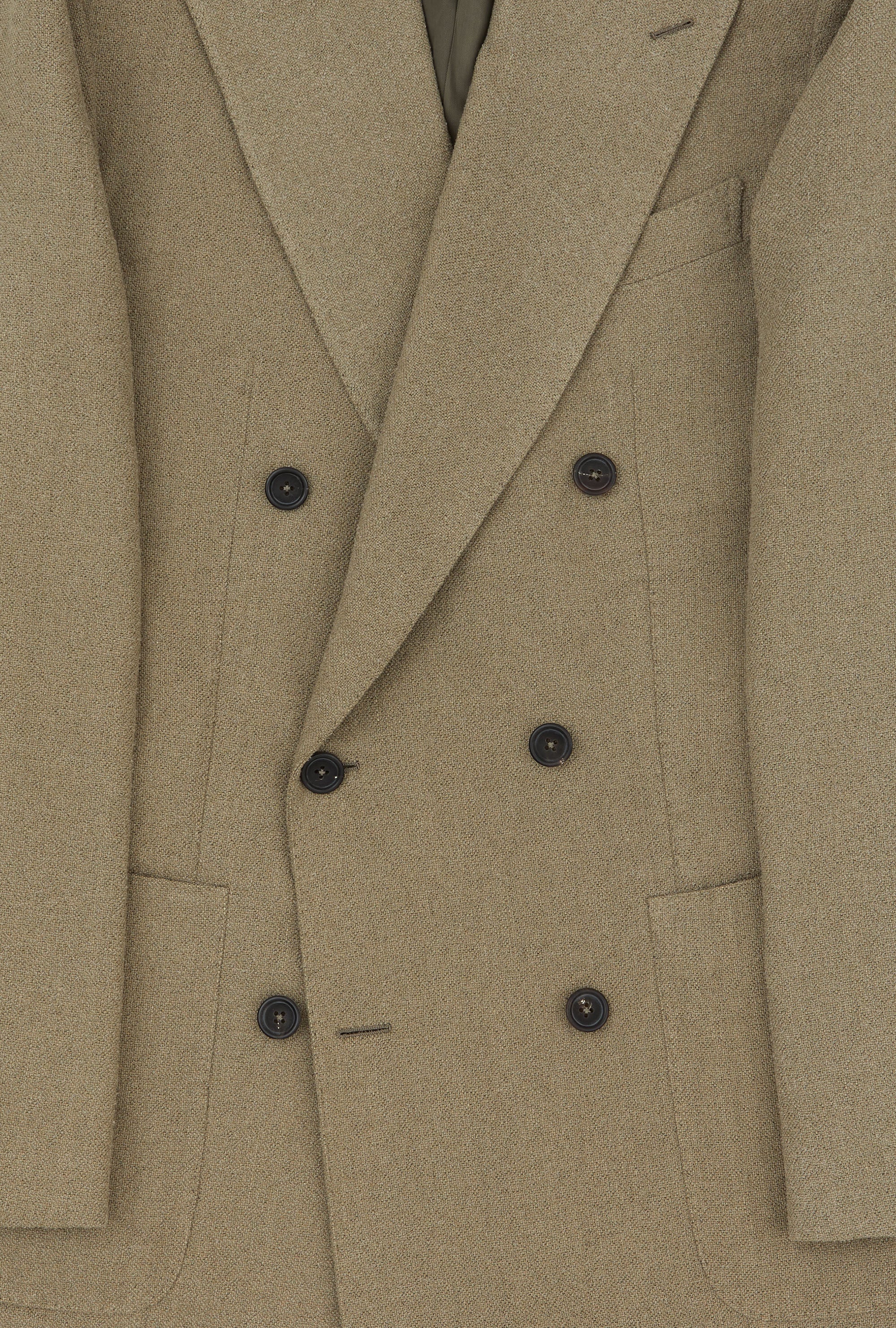 Sport Jacket Double Breasted Olive Silk Linen Basketweave