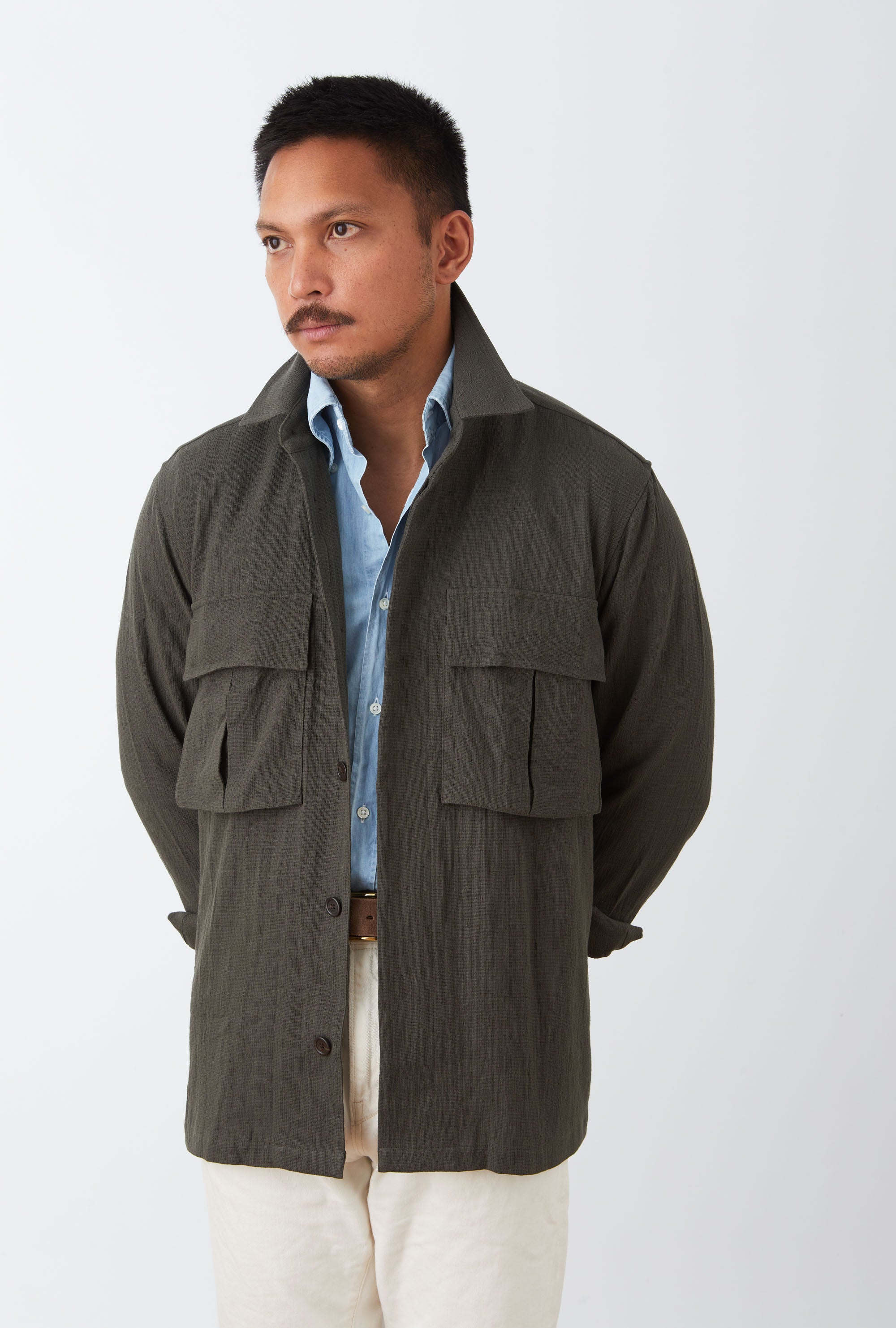 Field Overshirt Mesh Cotton Olive