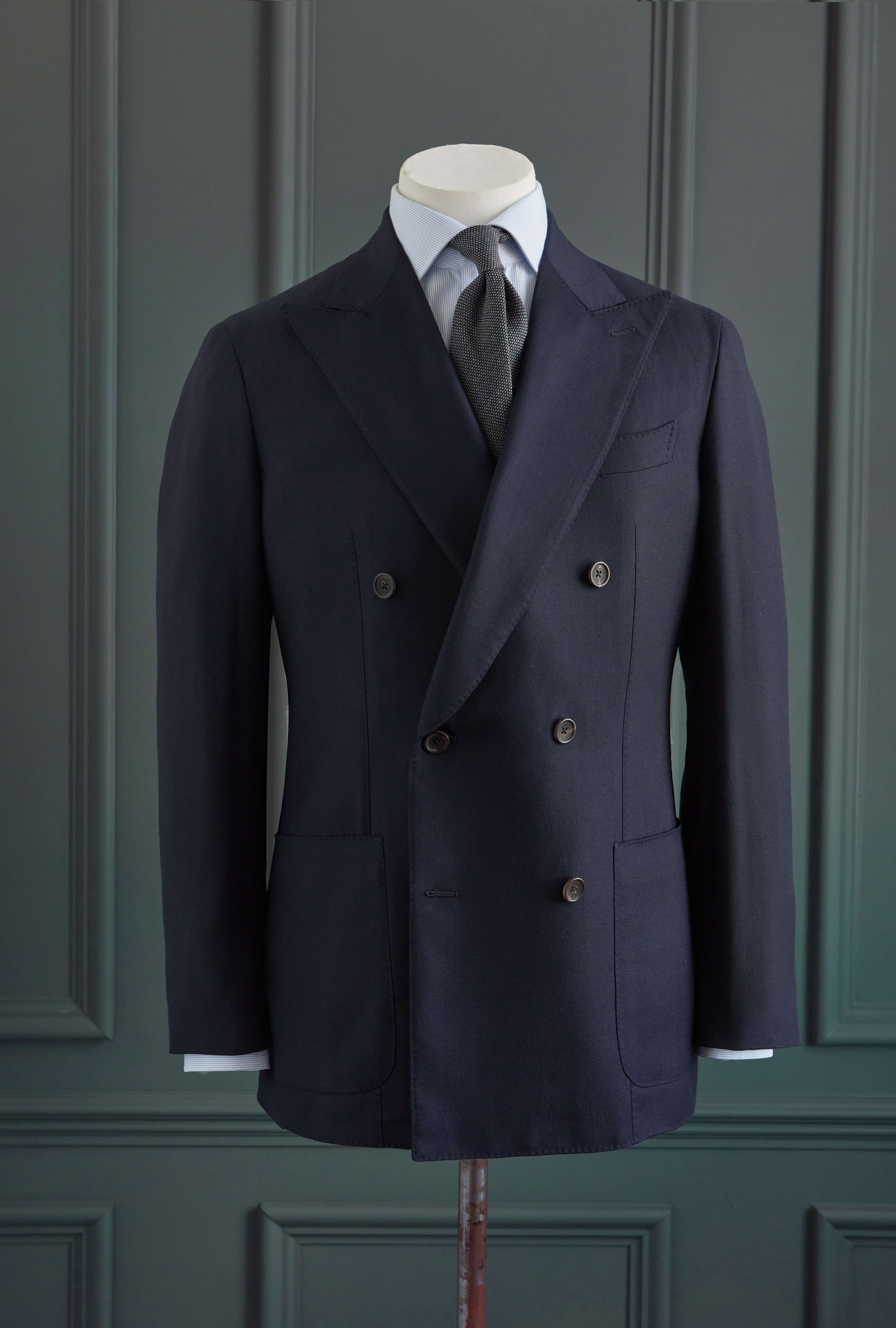Sport Jacket Double Breasted Wool House Hopsack Navy