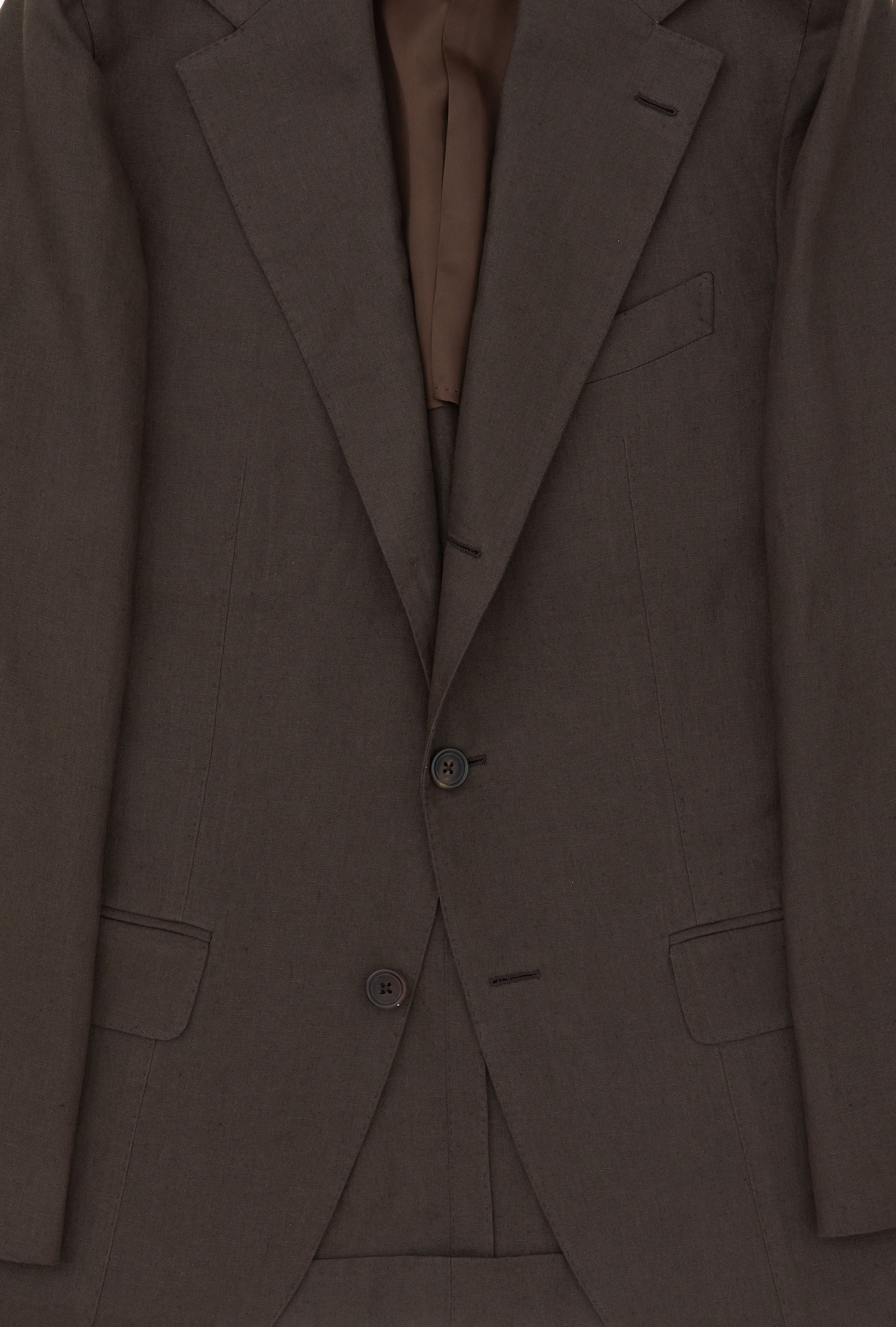 Suit Single Breasted Washed Linen Brown