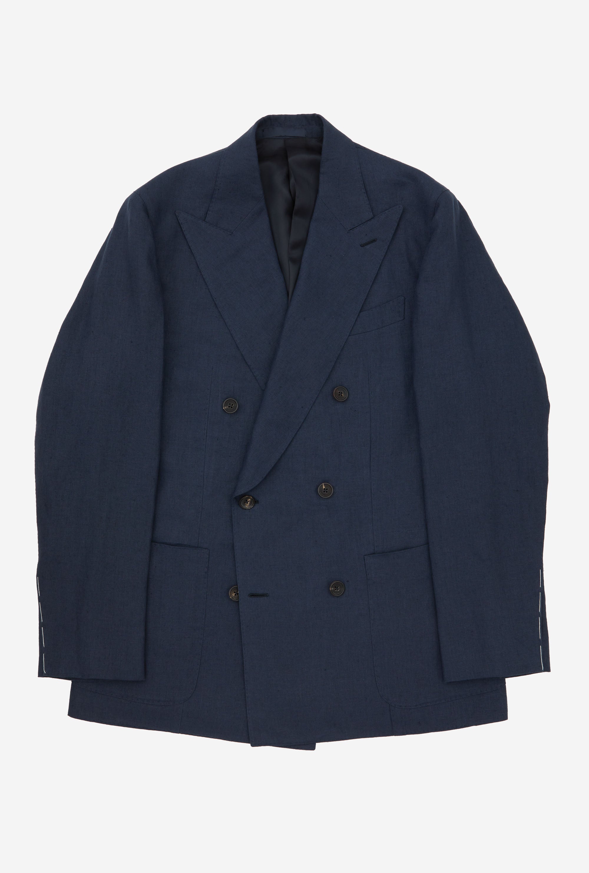 Suit Double Breasted Washed Linen Navy