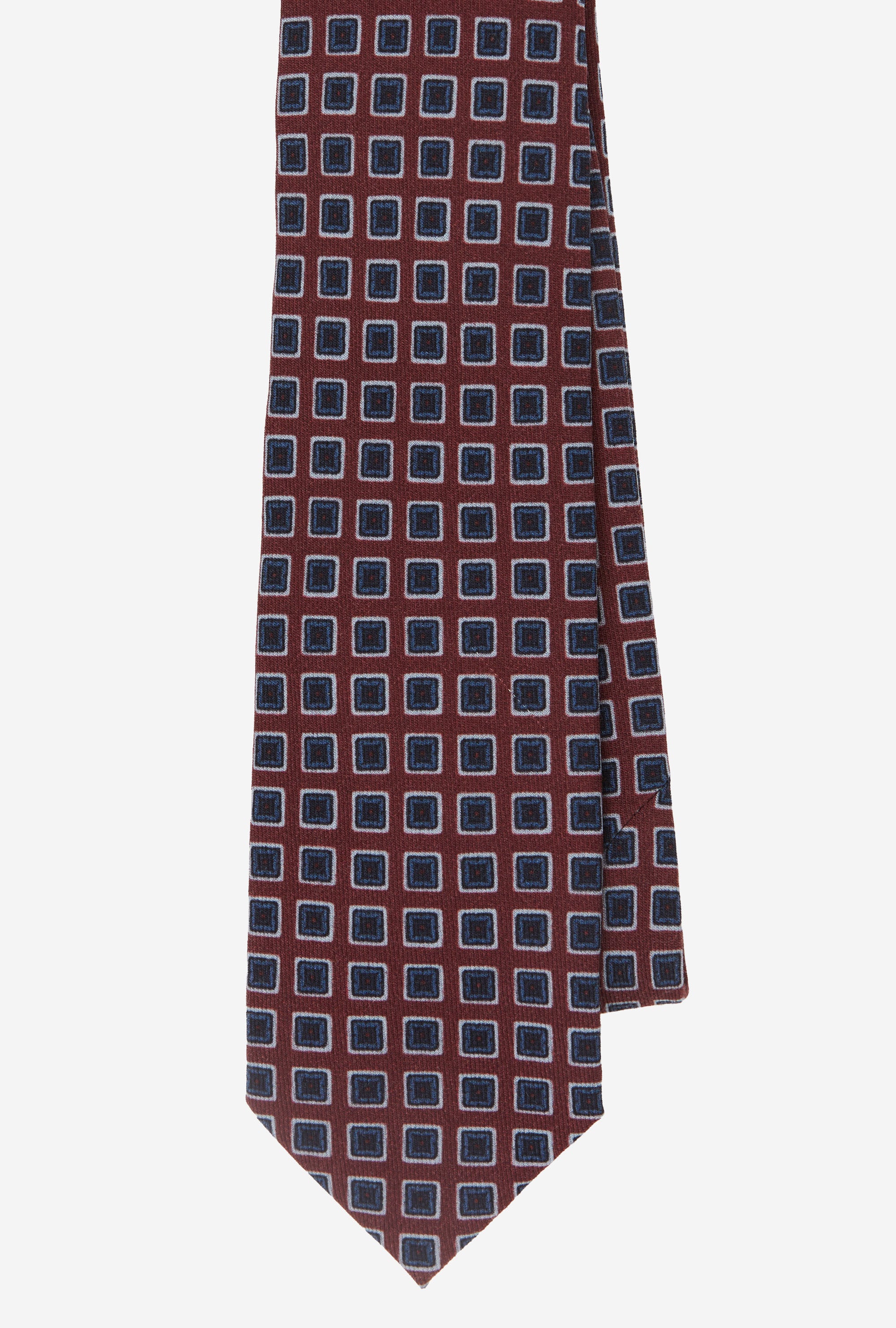 Wool Tie Geometric Red Blue Navy