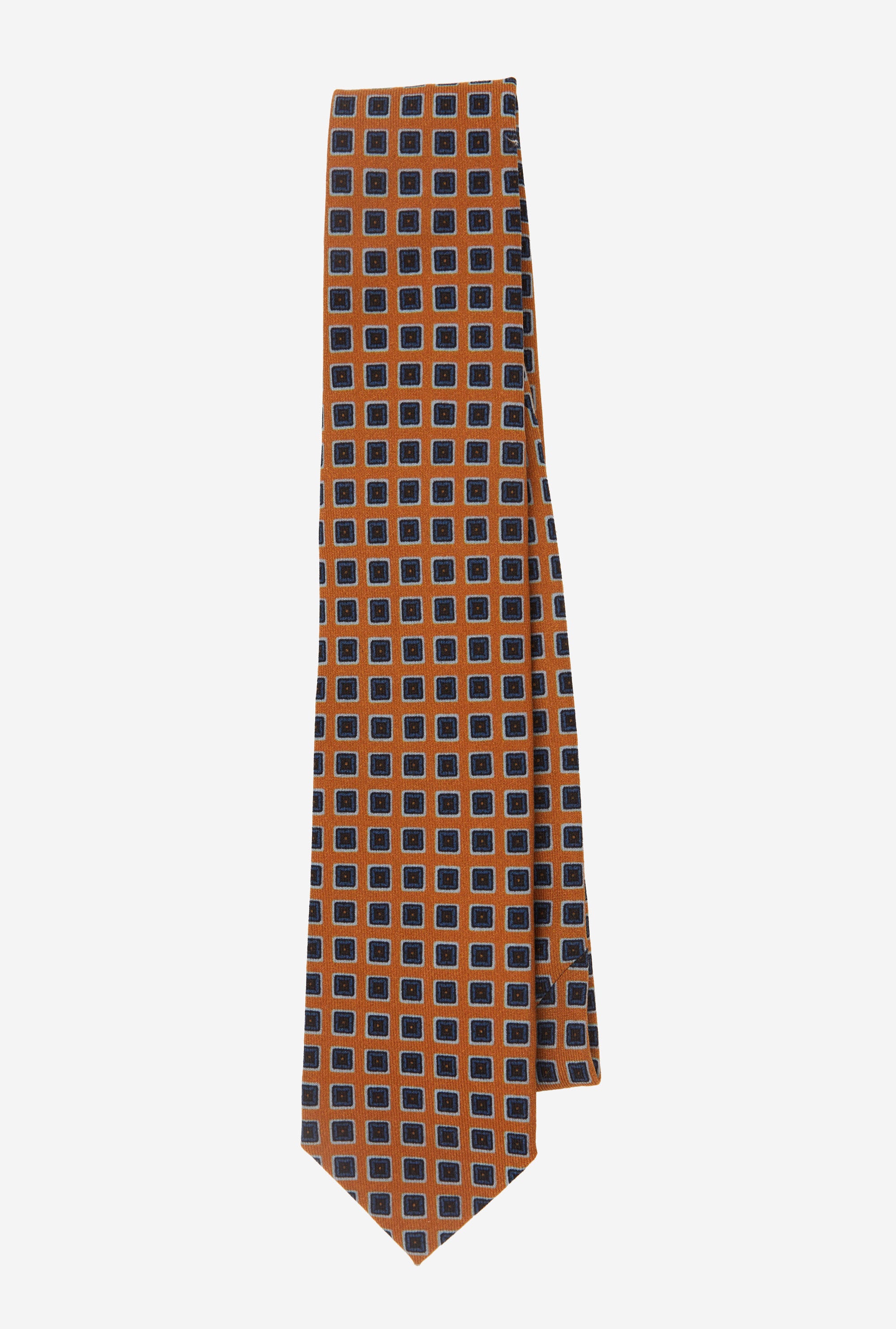 Wool Tie Geometric Yellow Blue Brown