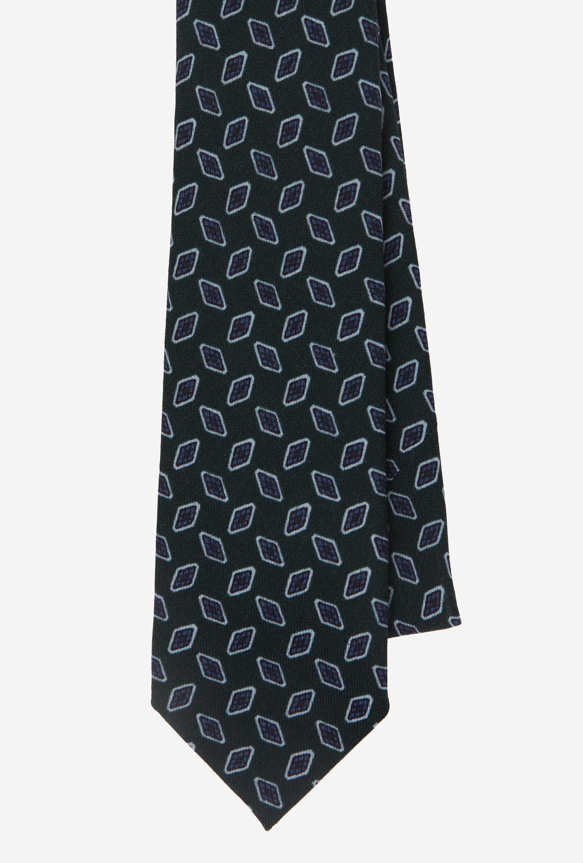 Wool Tie Rhomboid Forest Blue Sky