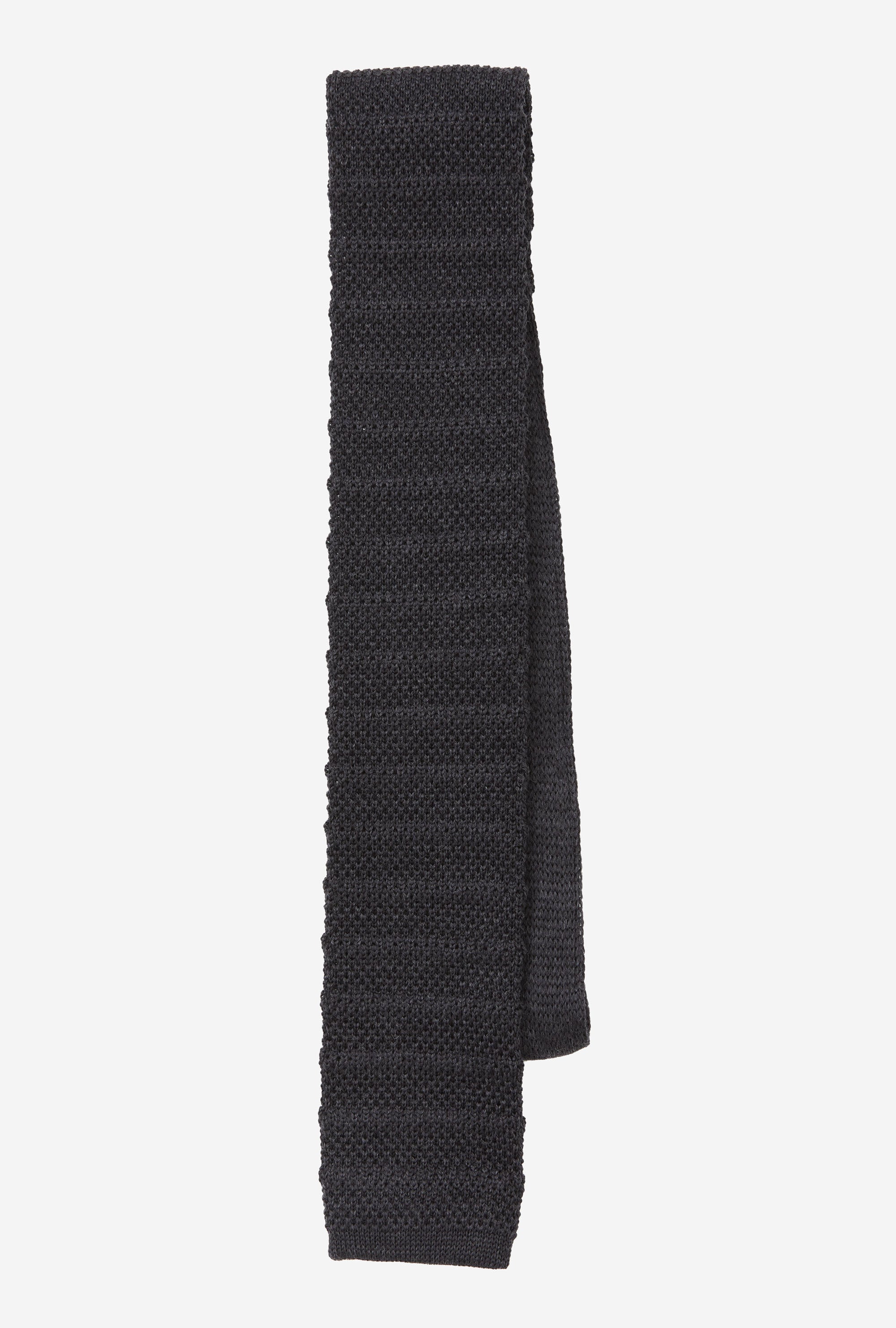 Knit Tie Wool Stripe Charcoal