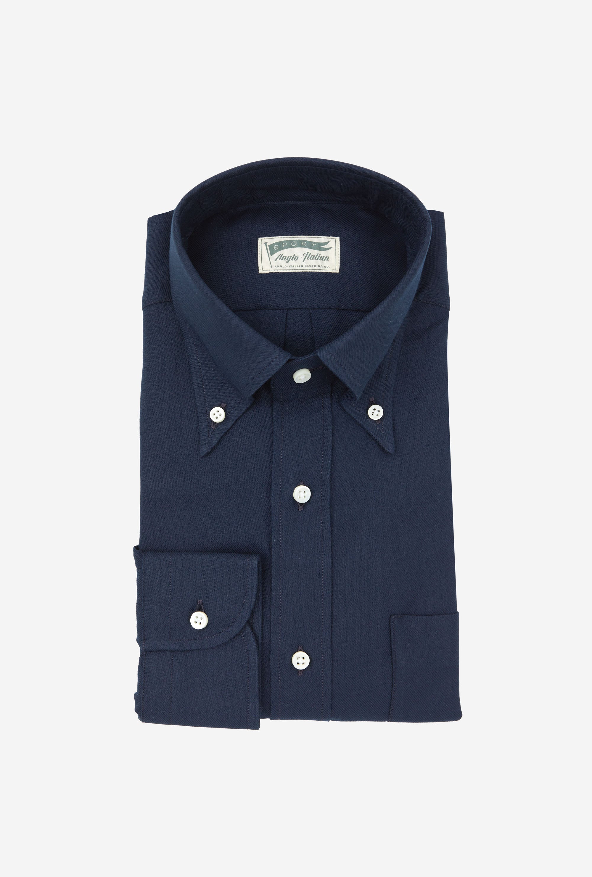 Button Down Sport Shirt Brushed Twill Navy