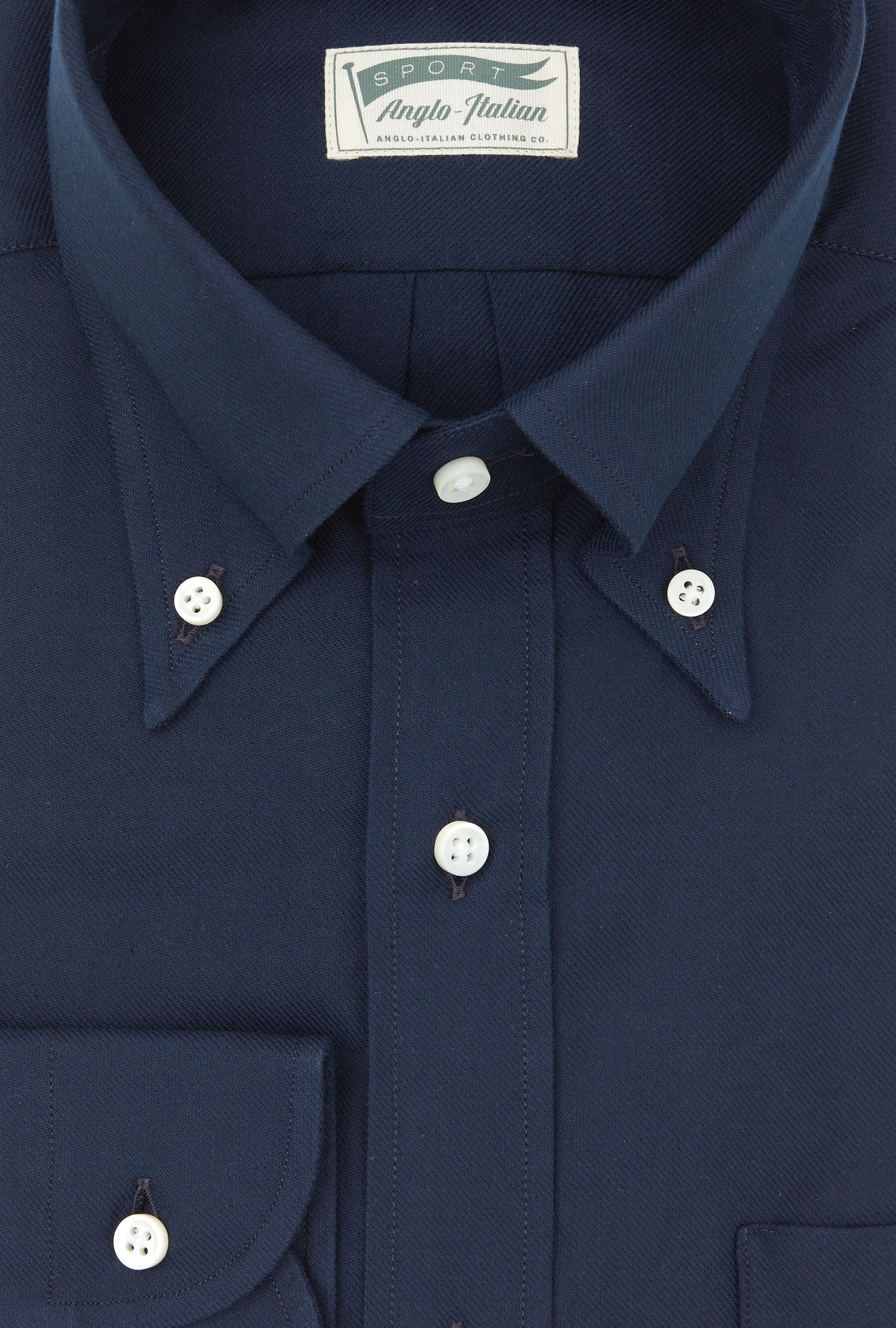 Button Down Sport Shirt Brushed Twill Navy