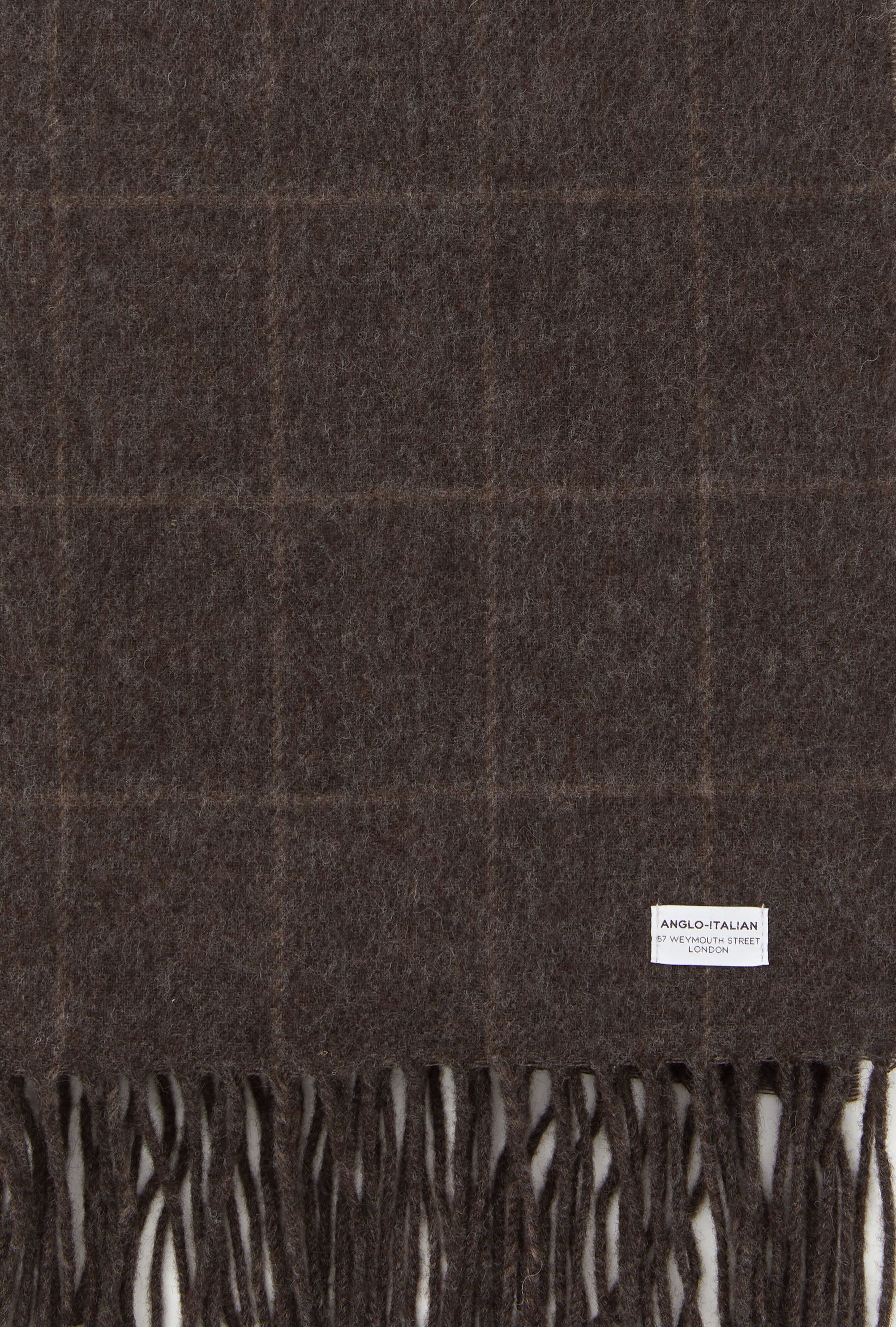 Wool Scarf Brown Melange Taupe Overcheck