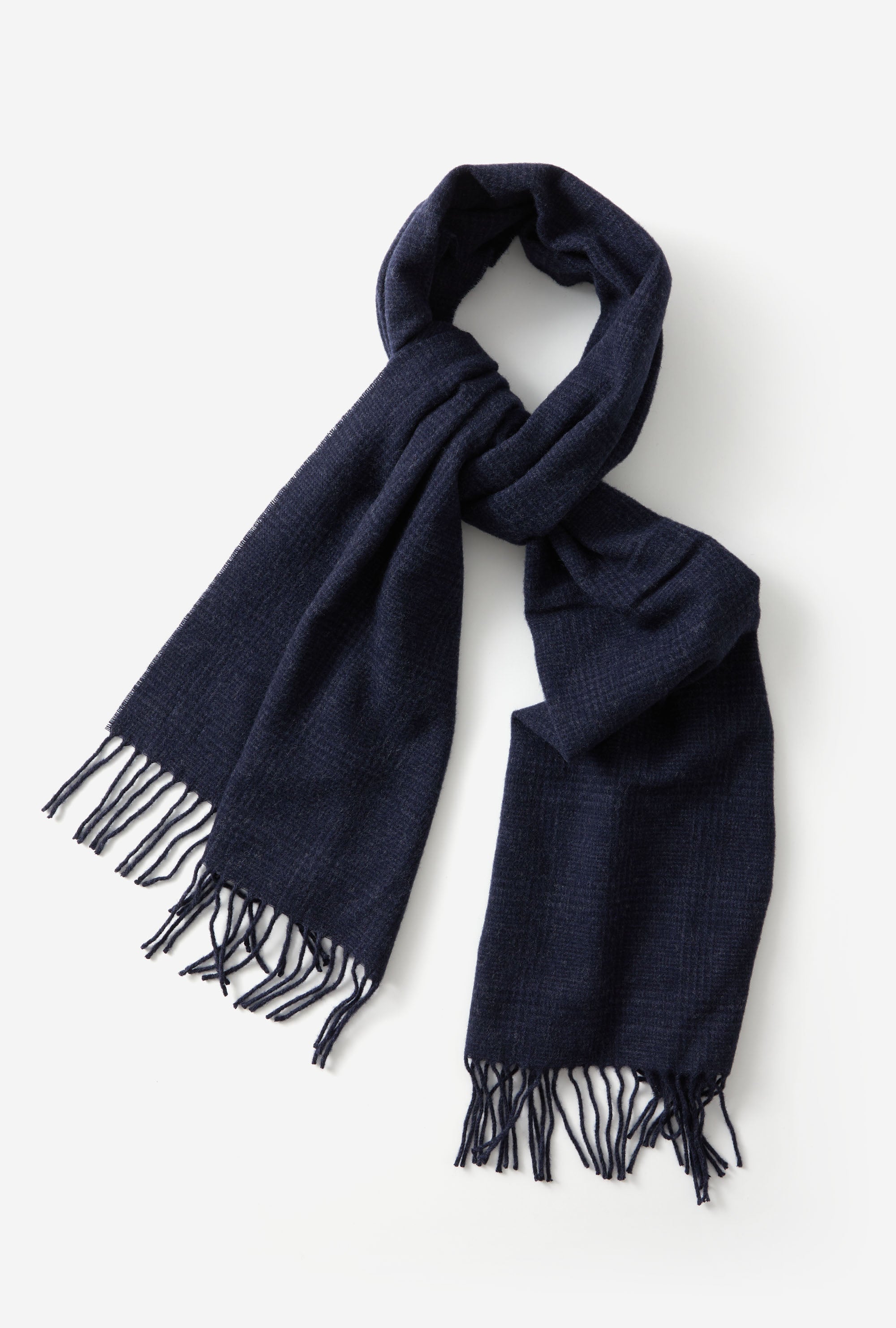Wool Scarf Navy Glen Plaid