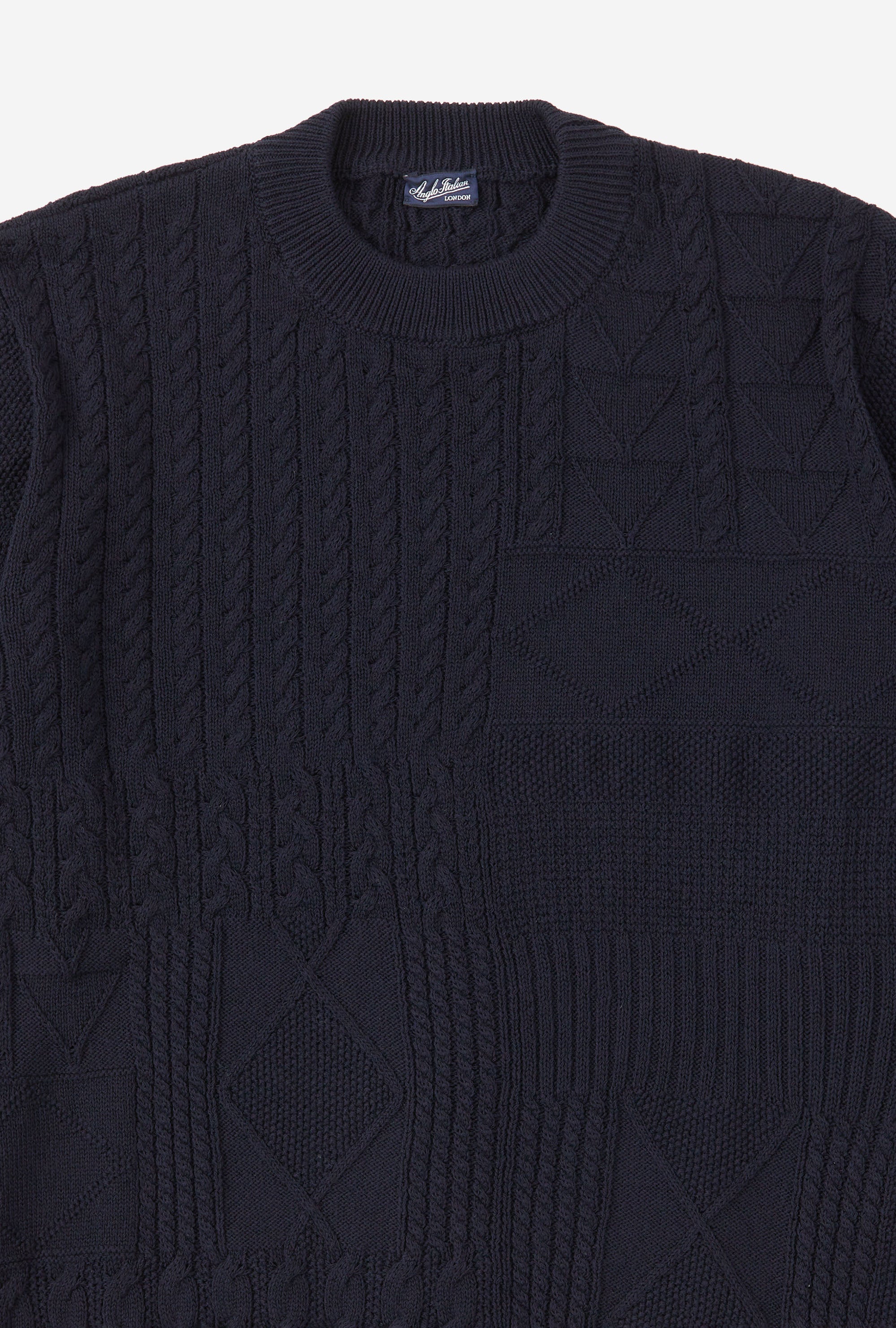 Crewneck Heavy Cotton Navy Patchwork