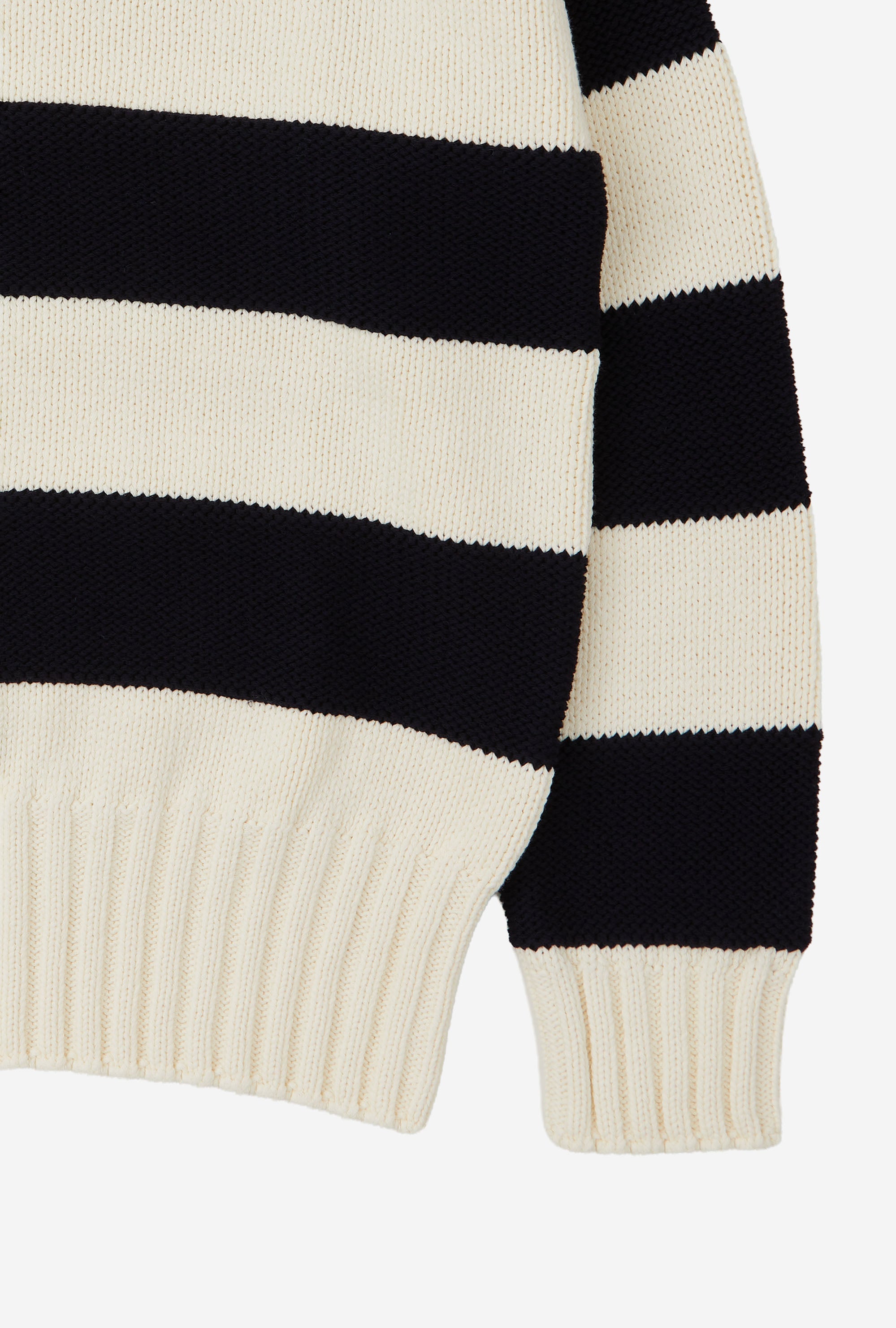 Mockneck Heavy Cotton Ecru Navy Stripes