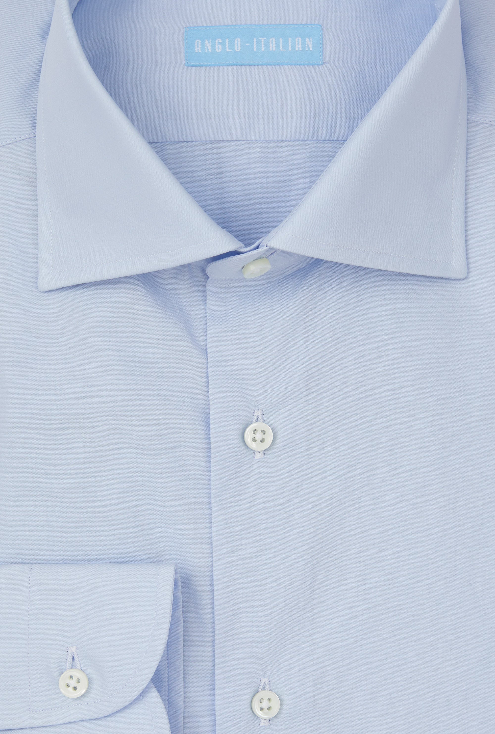 Spread Collar Shirt Cotton Poplin Sky Blue