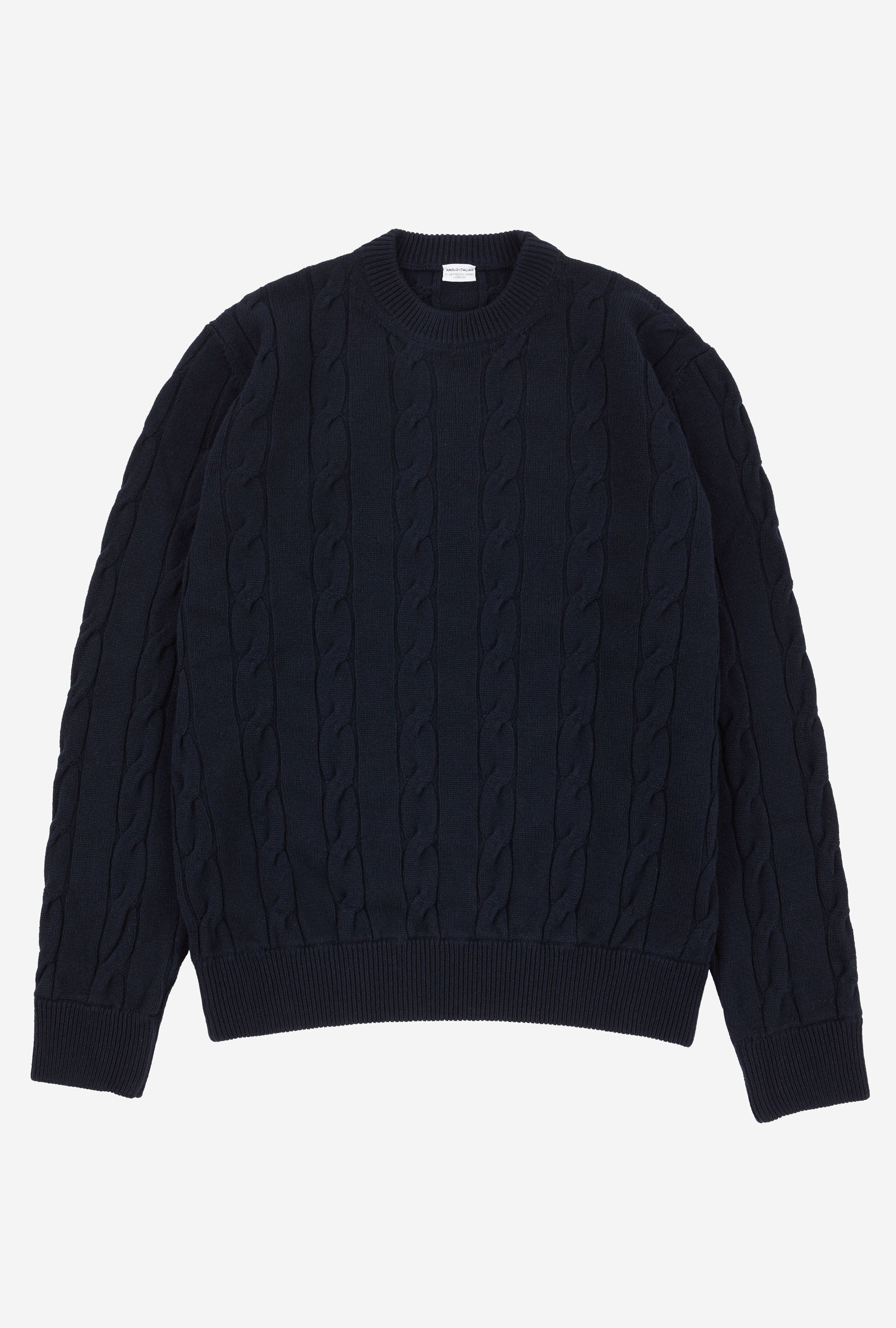 Cableknit Wool-Cashmere Navy