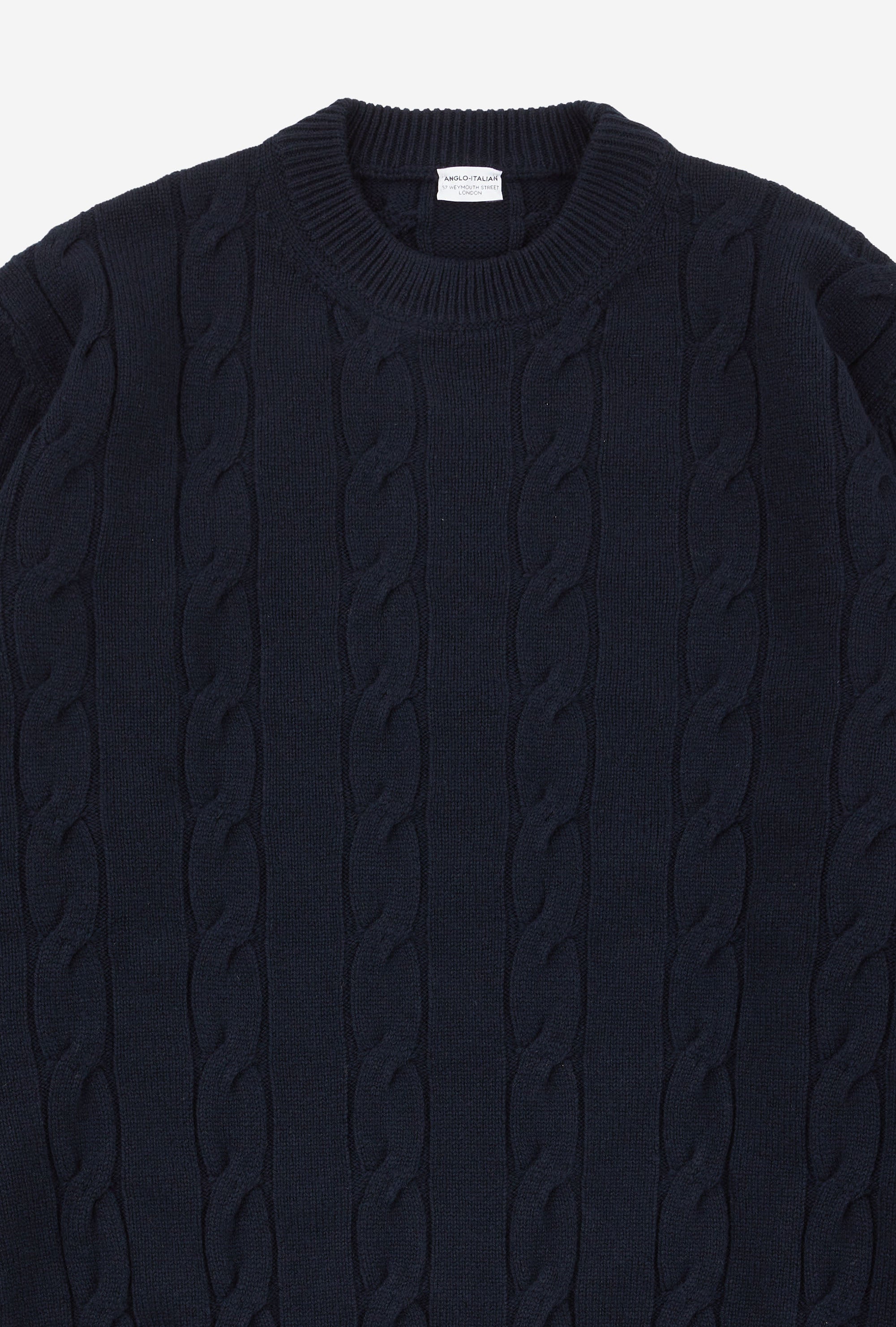 Cableknit Wool-Cashmere Navy