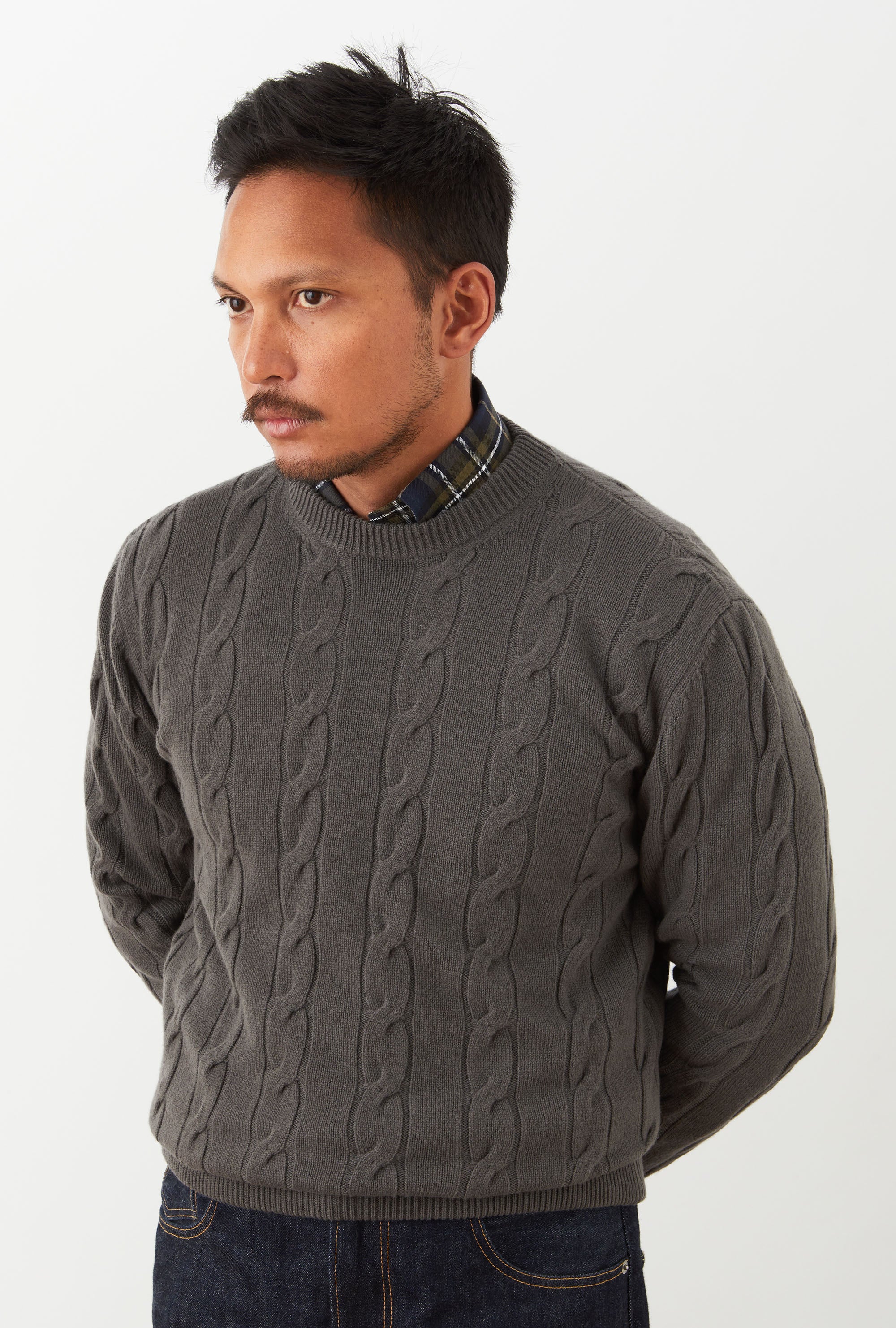 Cableknit Wool-Cashmere Putty