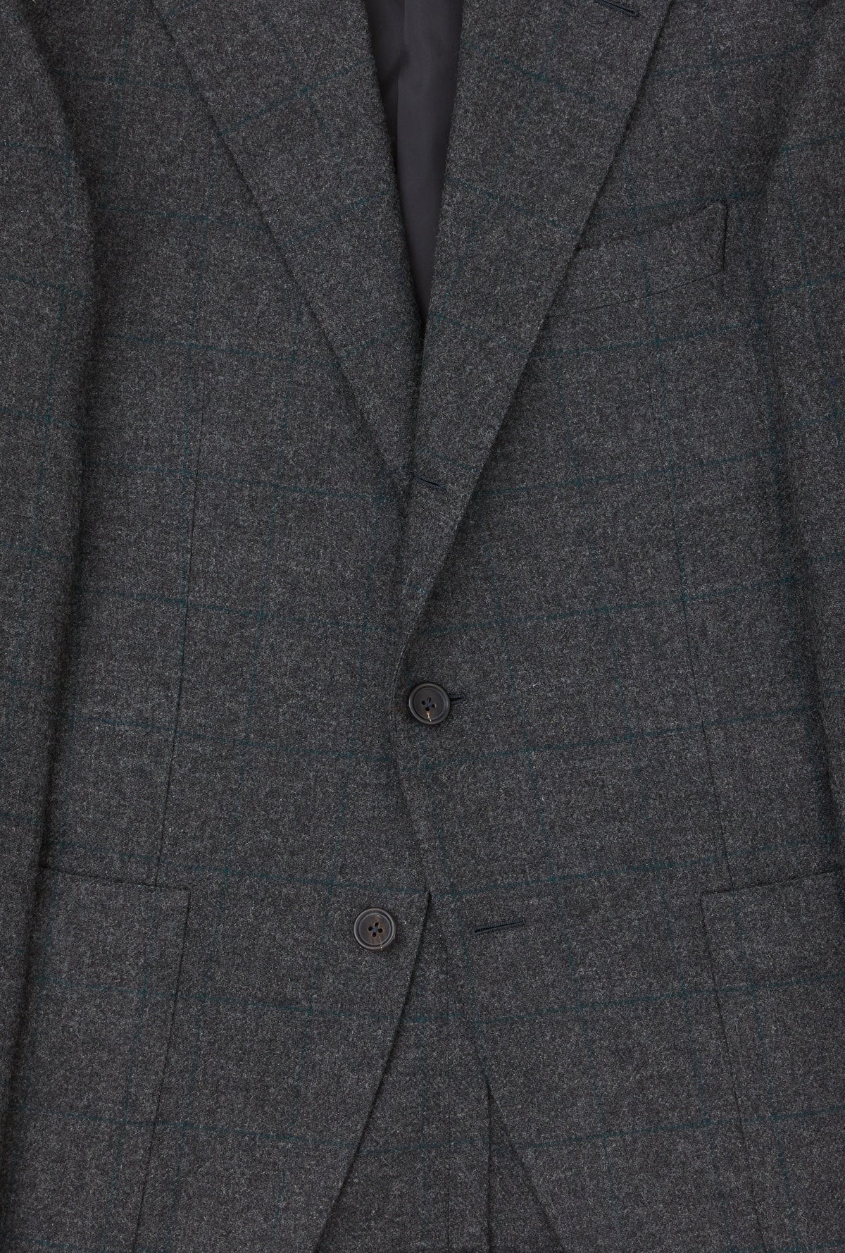 Sport Jacket Wool Grey Melange Emerald Windowpane