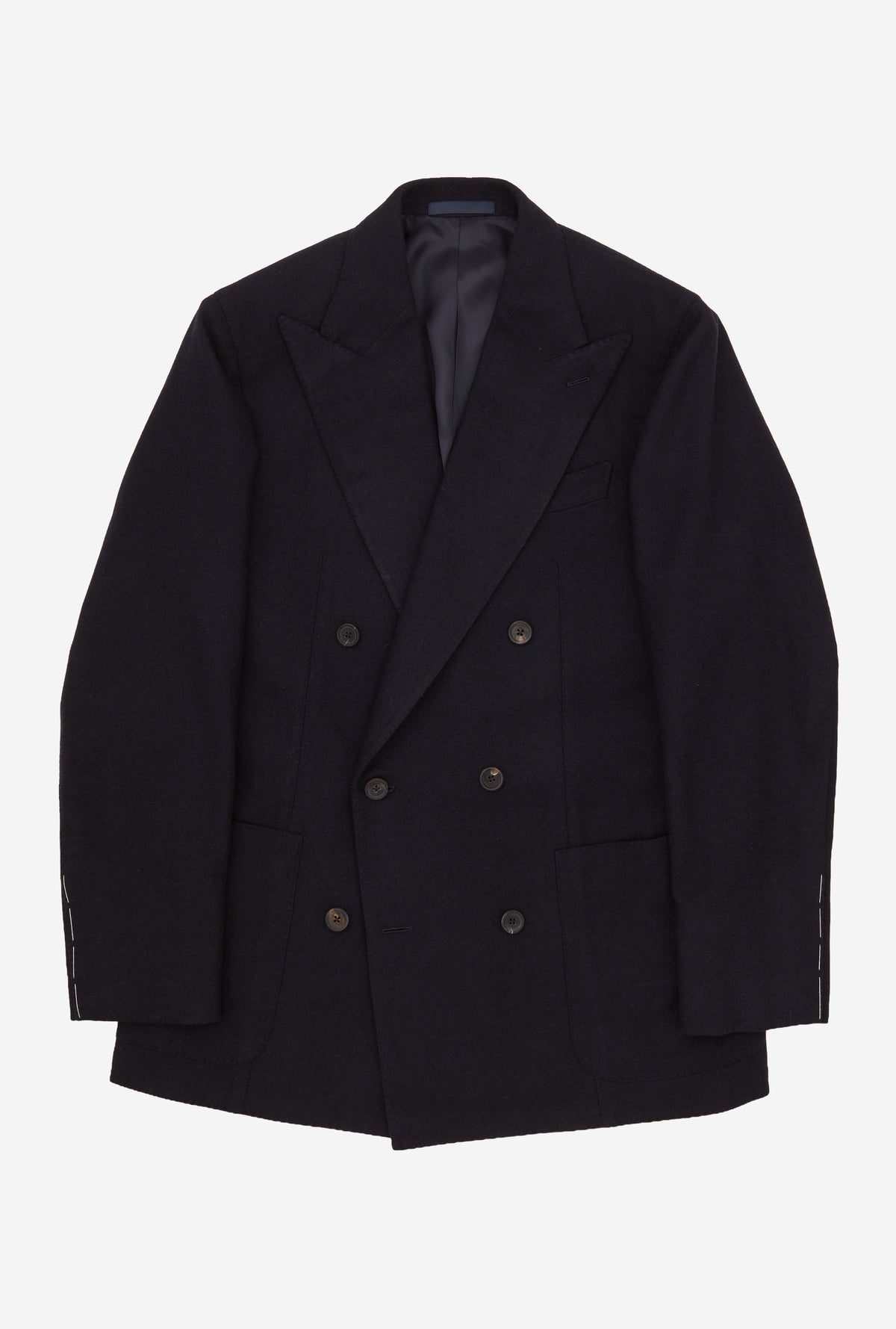 Sport Jacket Double Breasted Navy Wool Winter Hopsack