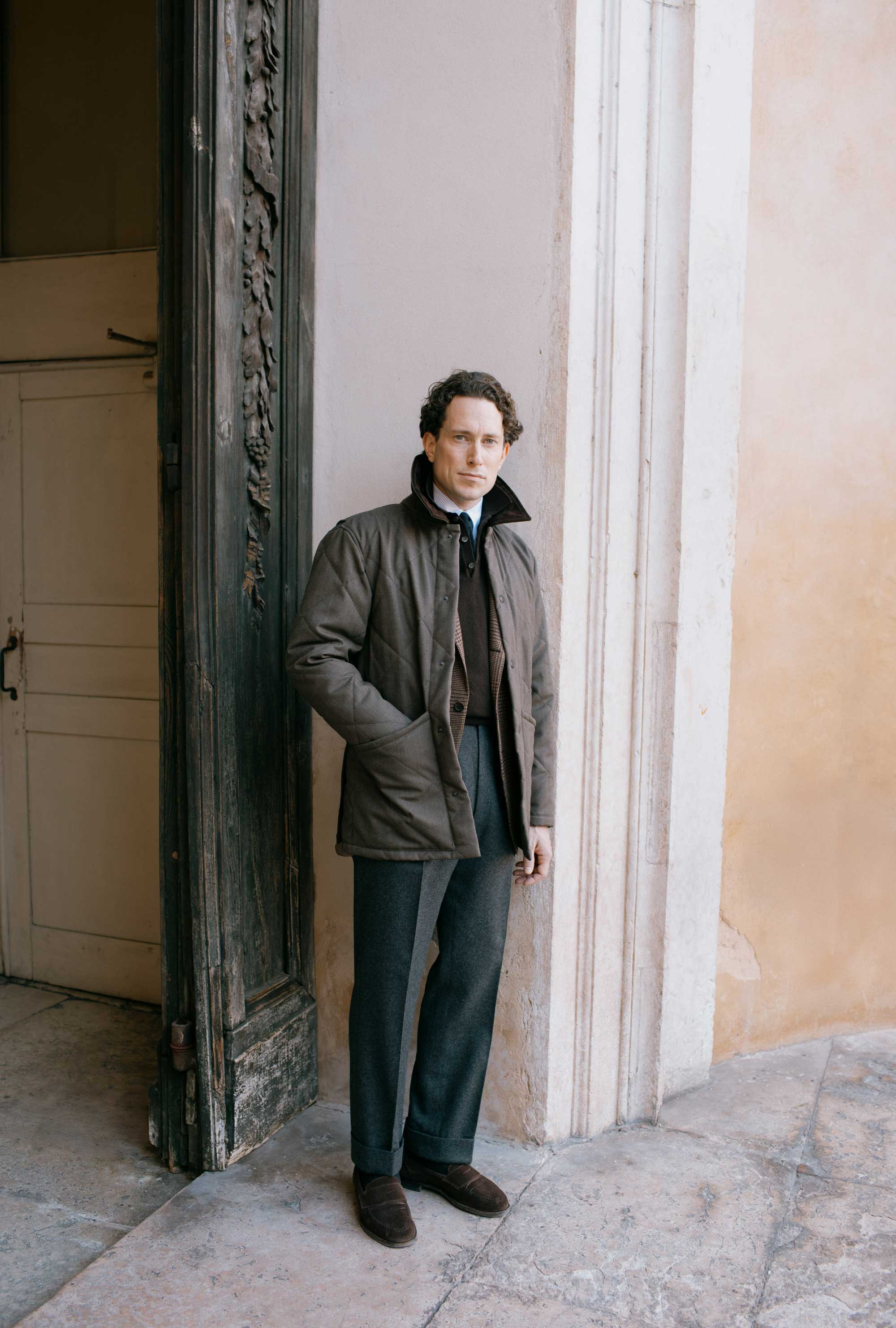 Quilted Jacket Oiled Cavalry Twill Taupe