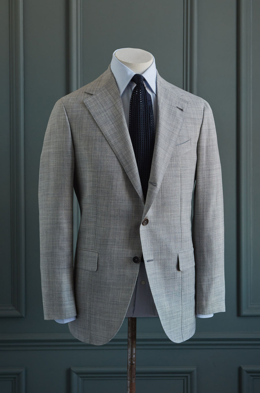 Suit Single Breasted Grey High-Twist Wool-Silk