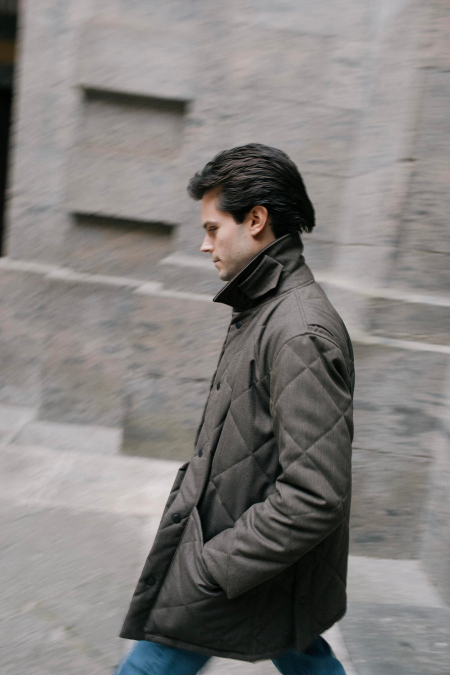 Quilted Jacket Oiled Cavalry Twill Taupe