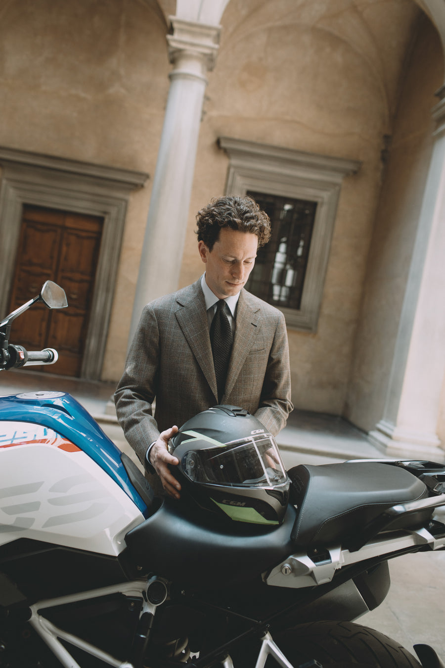 Suit Single Breasted Sand Glen Plaid Multi Overcheck