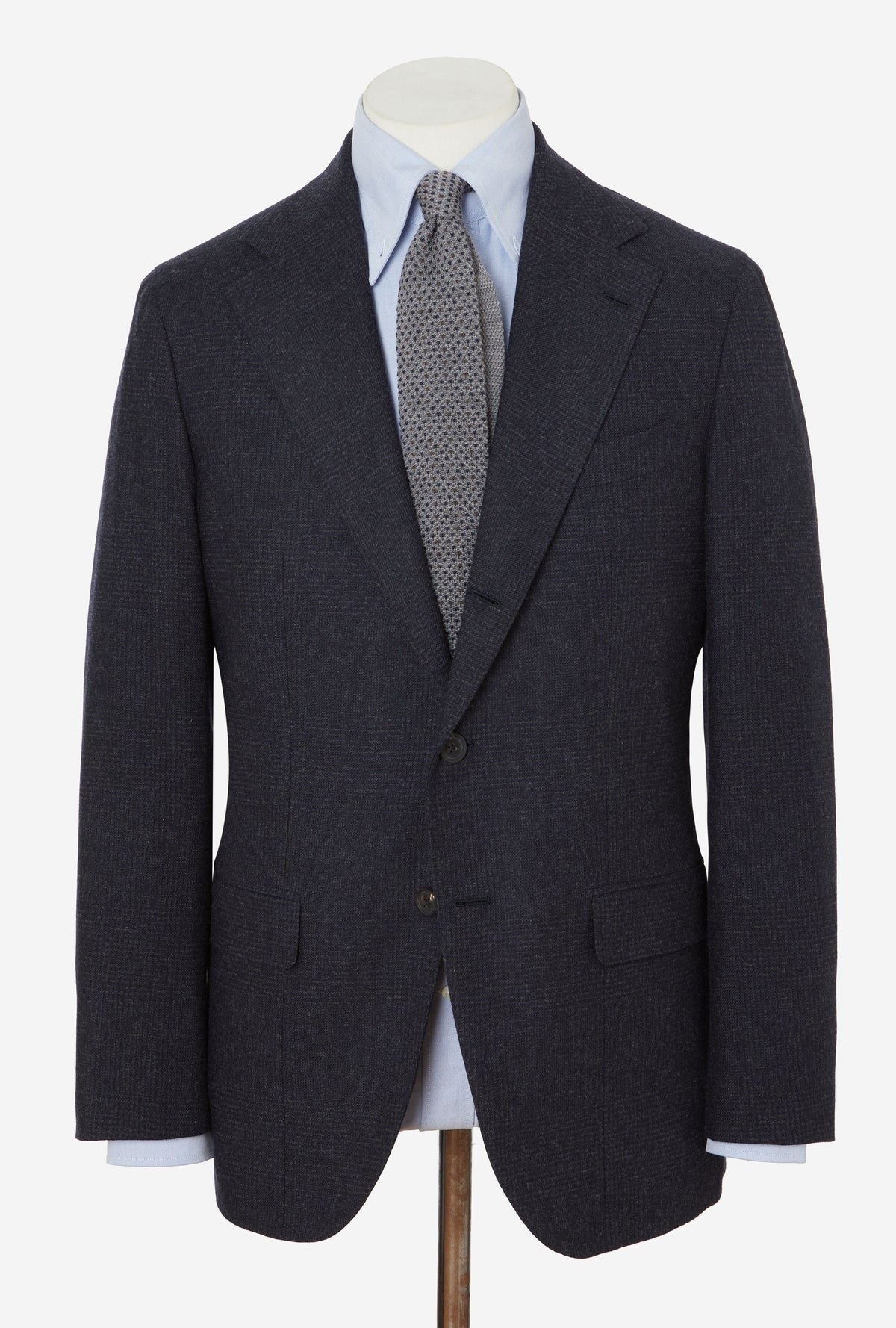 Suit Single Breasted Navy Glen Plaid Flannel