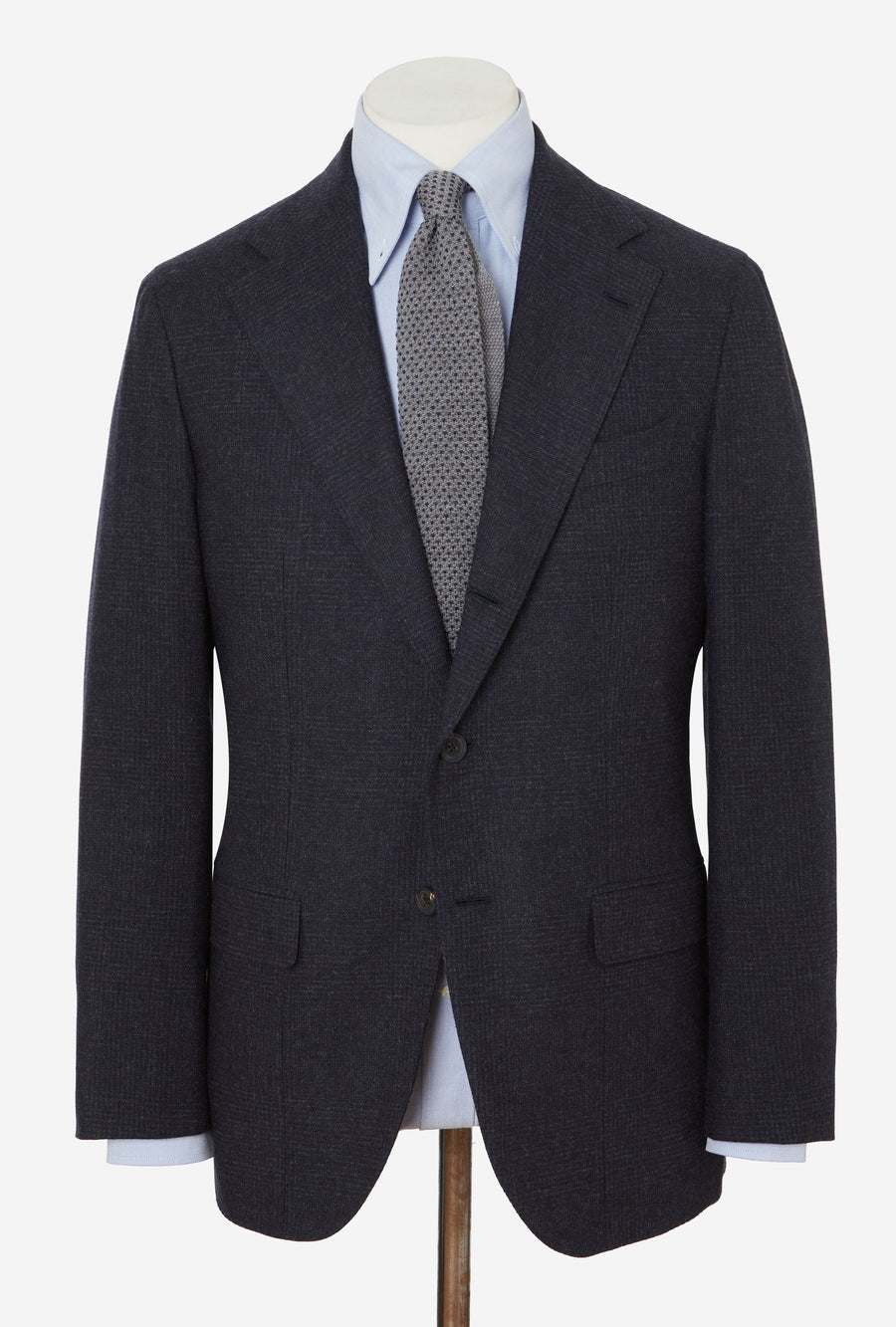 Suit Single Breasted Navy Glen Plaid Flannel