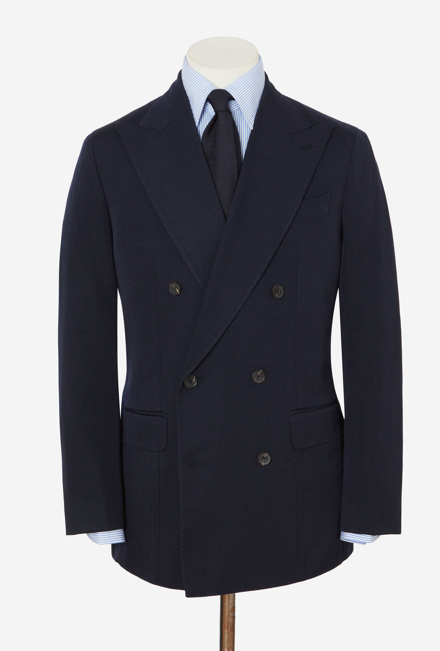 Suit Double Breasted Navy Wool Cavalry Twill